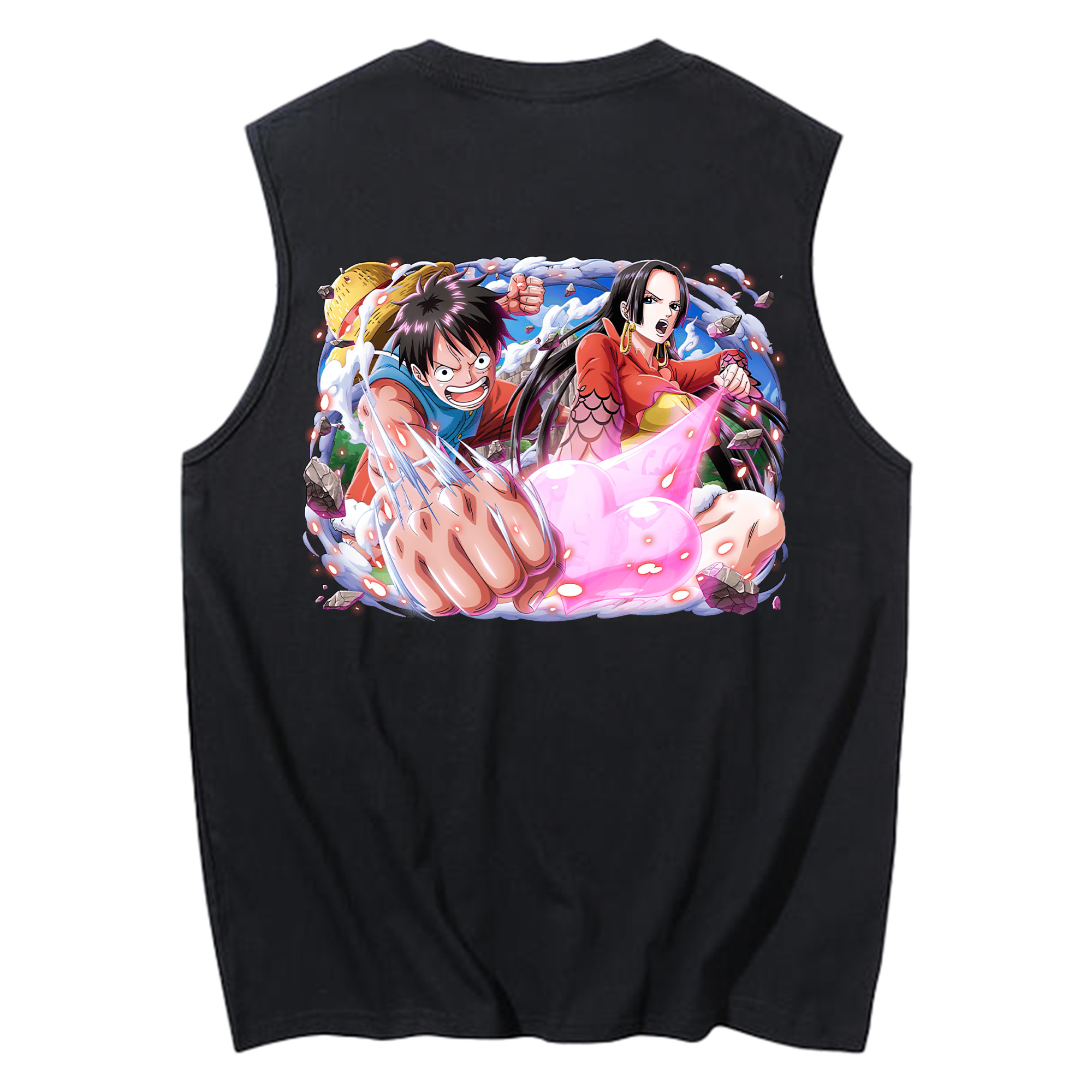ワンピース モンキー・D・ルフィ ONE PIECE Monkey D. Luffy コットン100％タンクトップ（背面プリント）