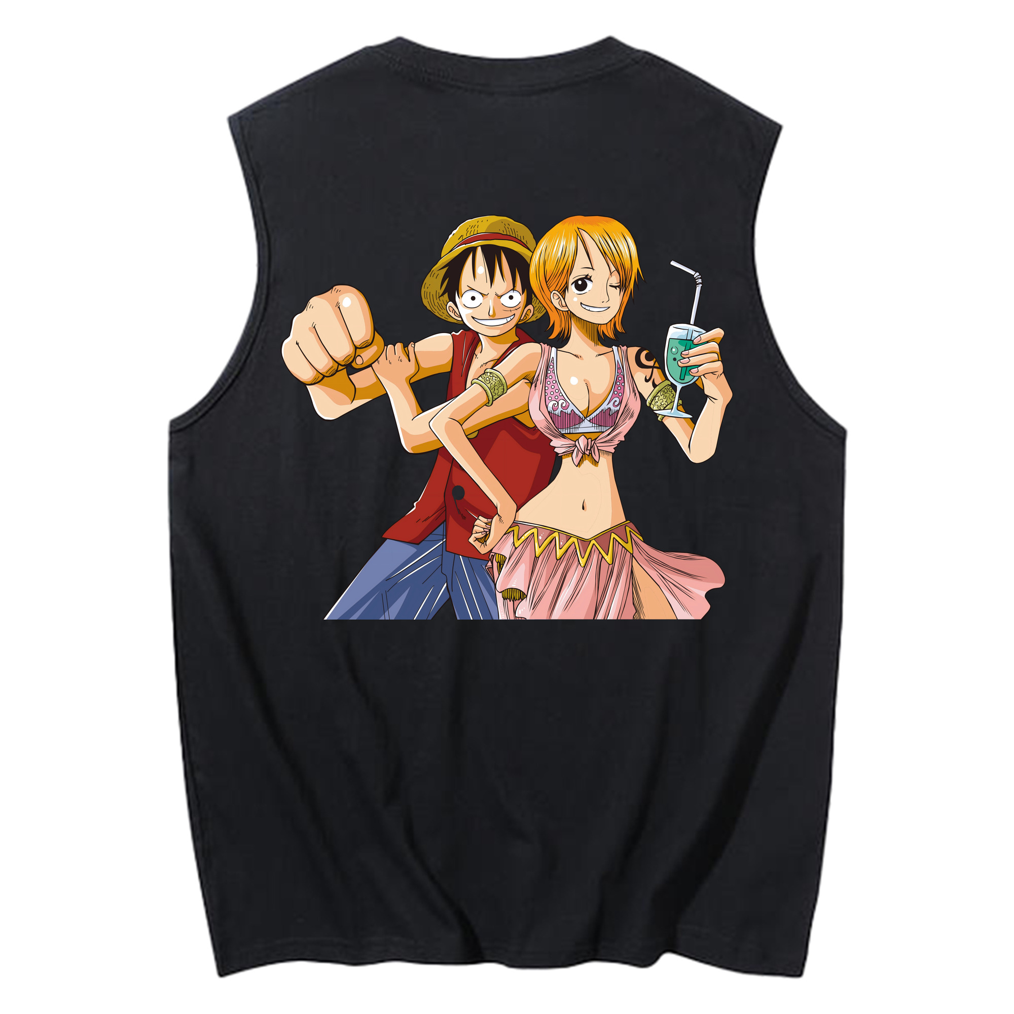 ワンピース モンキー・D・ルフィ ONE PIECE Monkey D. Luffy コットン100％タンクトップ（背面プリント）