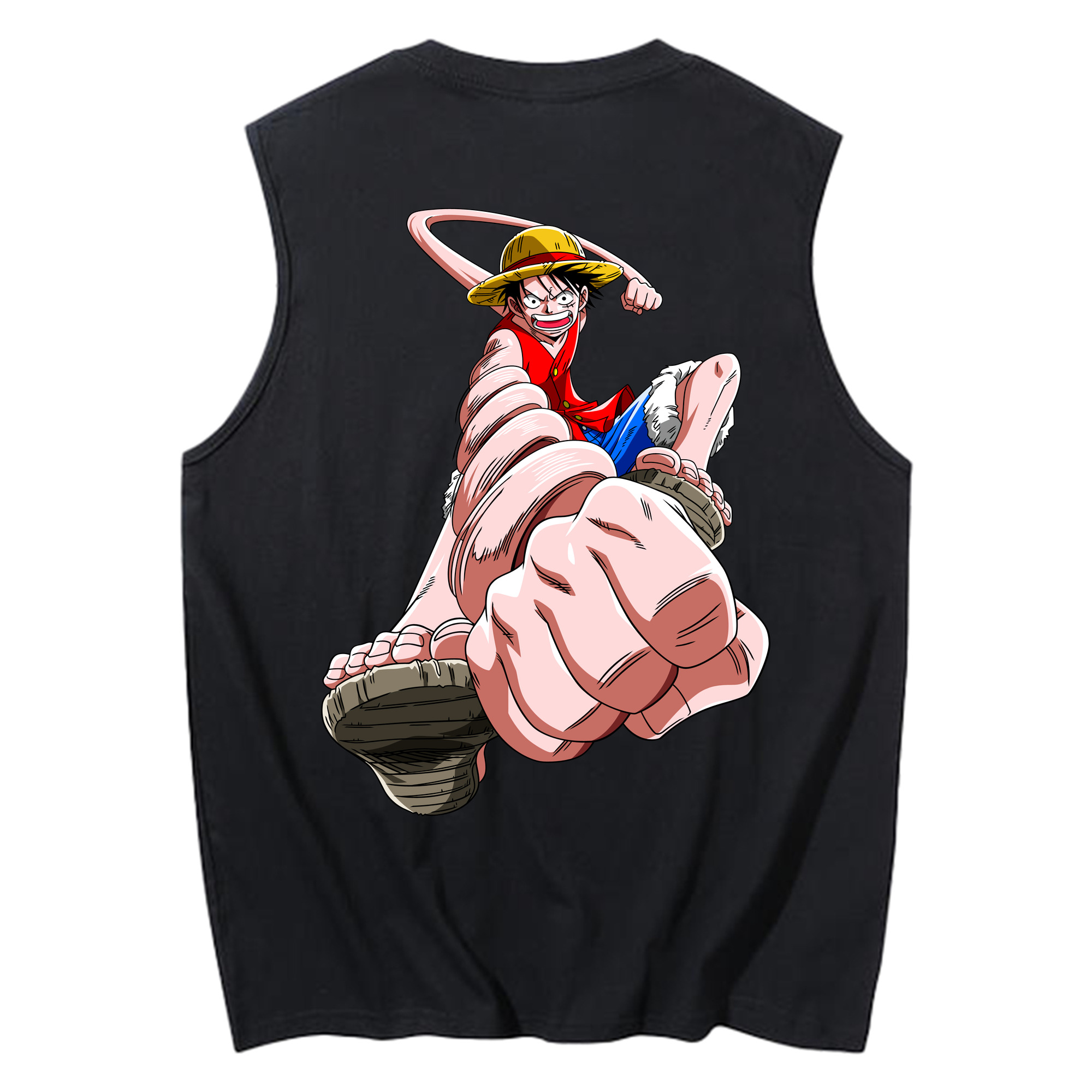 ワンピース モンキー・D・ルフィ ONE PIECE Monkey D. Luffy コットン100％タンクトップ（背面プリント）