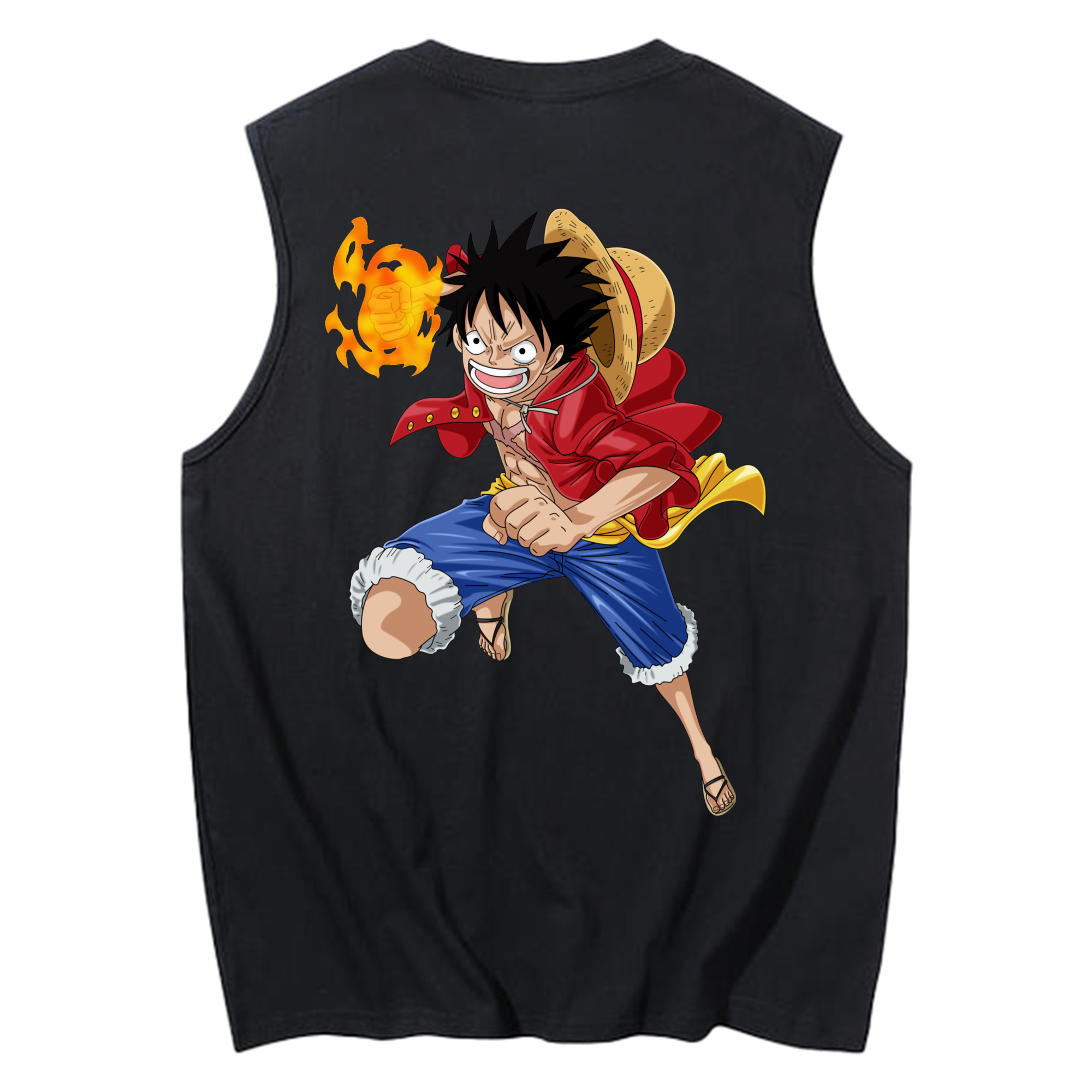 ワンピース モンキー・D・ルフィ ONE PIECE Monkey D. Luffy コットン100％タンクトップ（背面プリント）