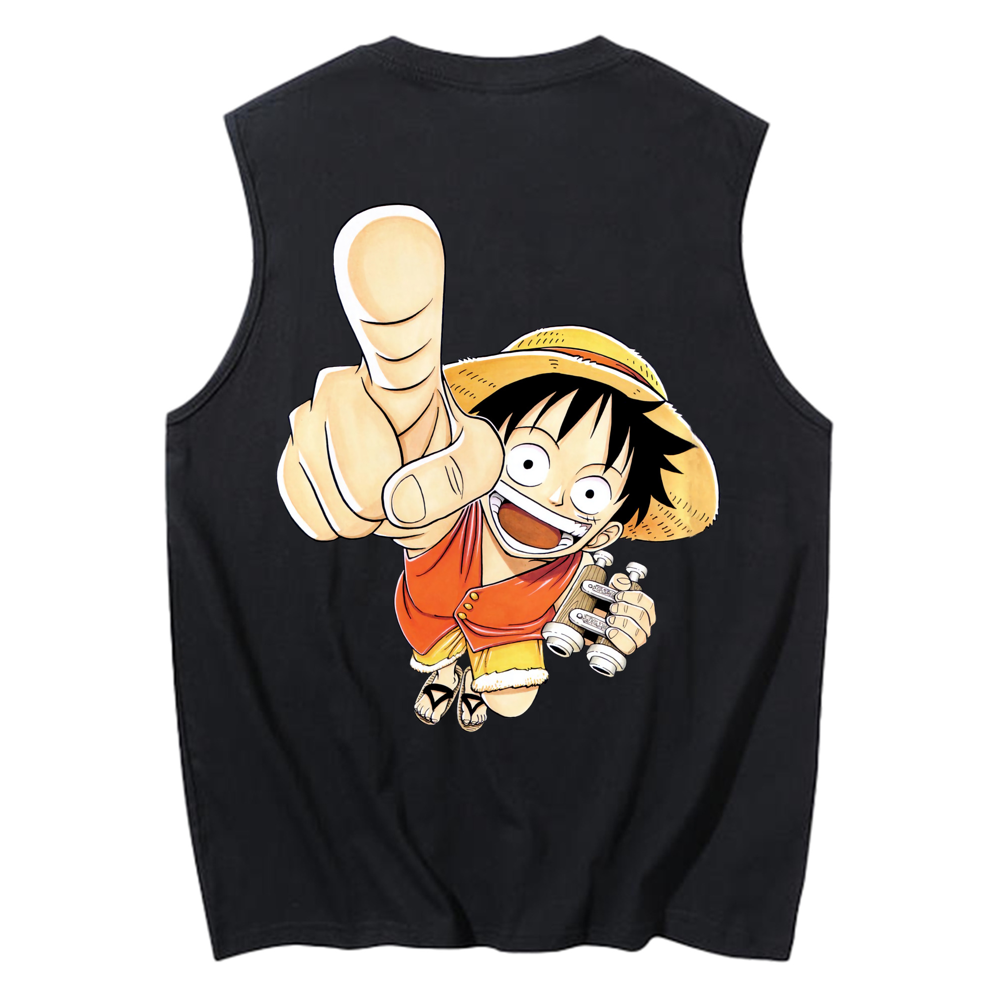 ワンピース モンキー・D・ルフィ ONE PIECE Monkey D. Luffy コットン100％タンクトップ（背面プリント）