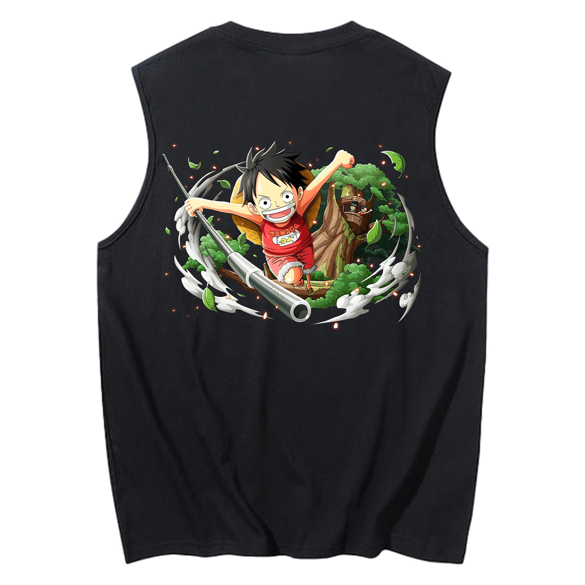ワンピース モンキー・D・ルフィ ONE PIECE Monkey D. Luffy コットン100％タンクトップ（背面プリント）