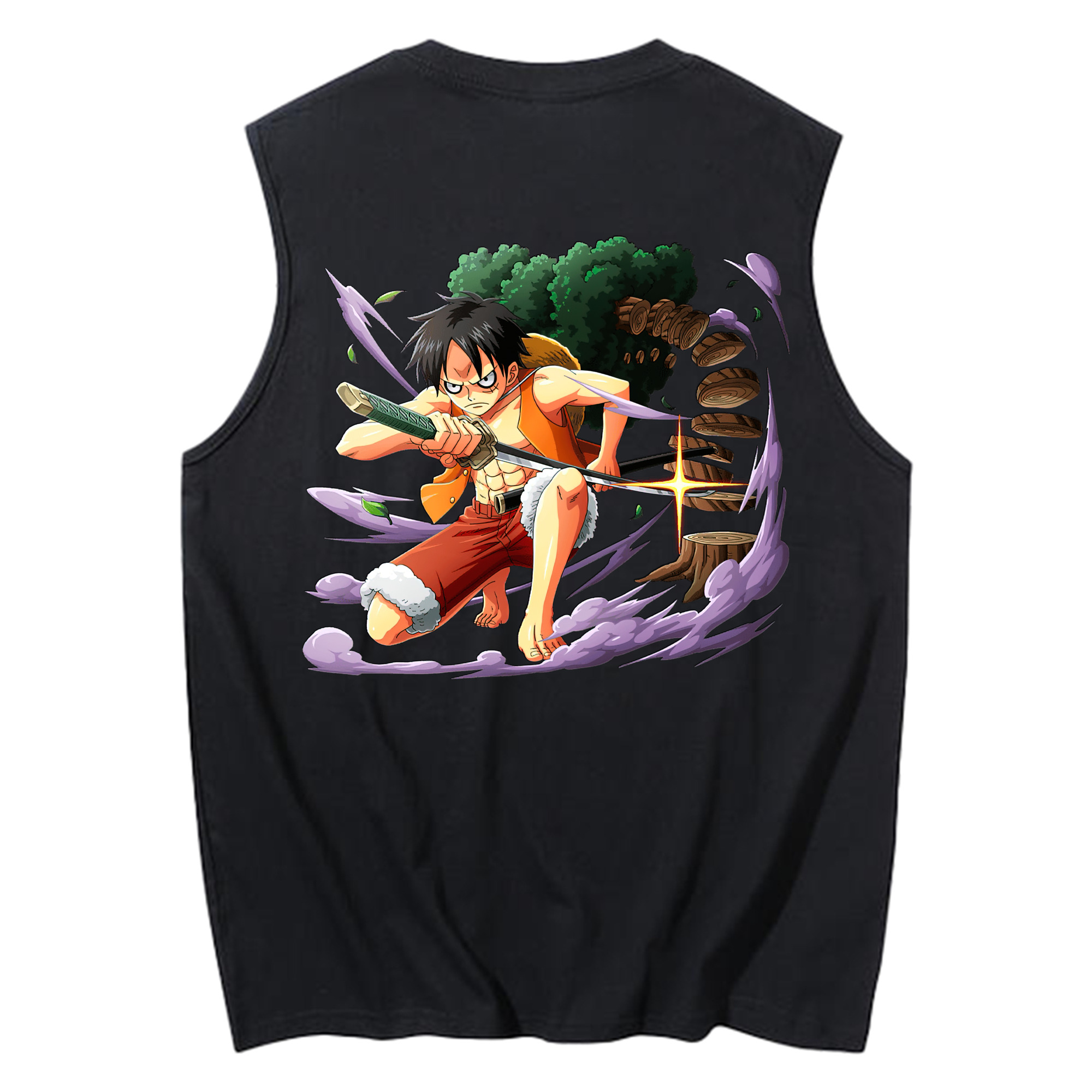 ワンピース モンキー・D・ルフィ ONE PIECE Monkey D. Luffy コットン100％タンクトップ（背面プリント）