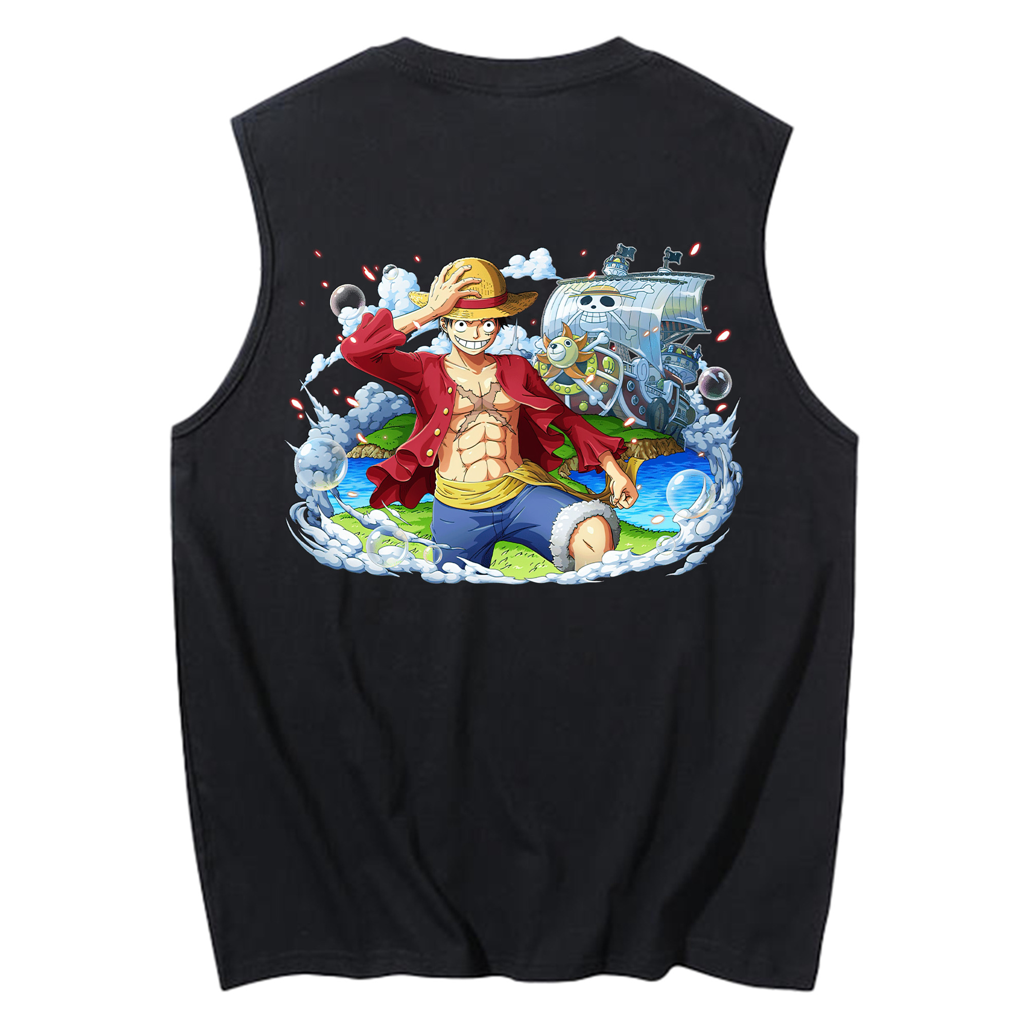 ワンピース モンキー・D・ルフィ ONE PIECE Monkey D. Luffy コットン100％タンクトップ（背面プリント）