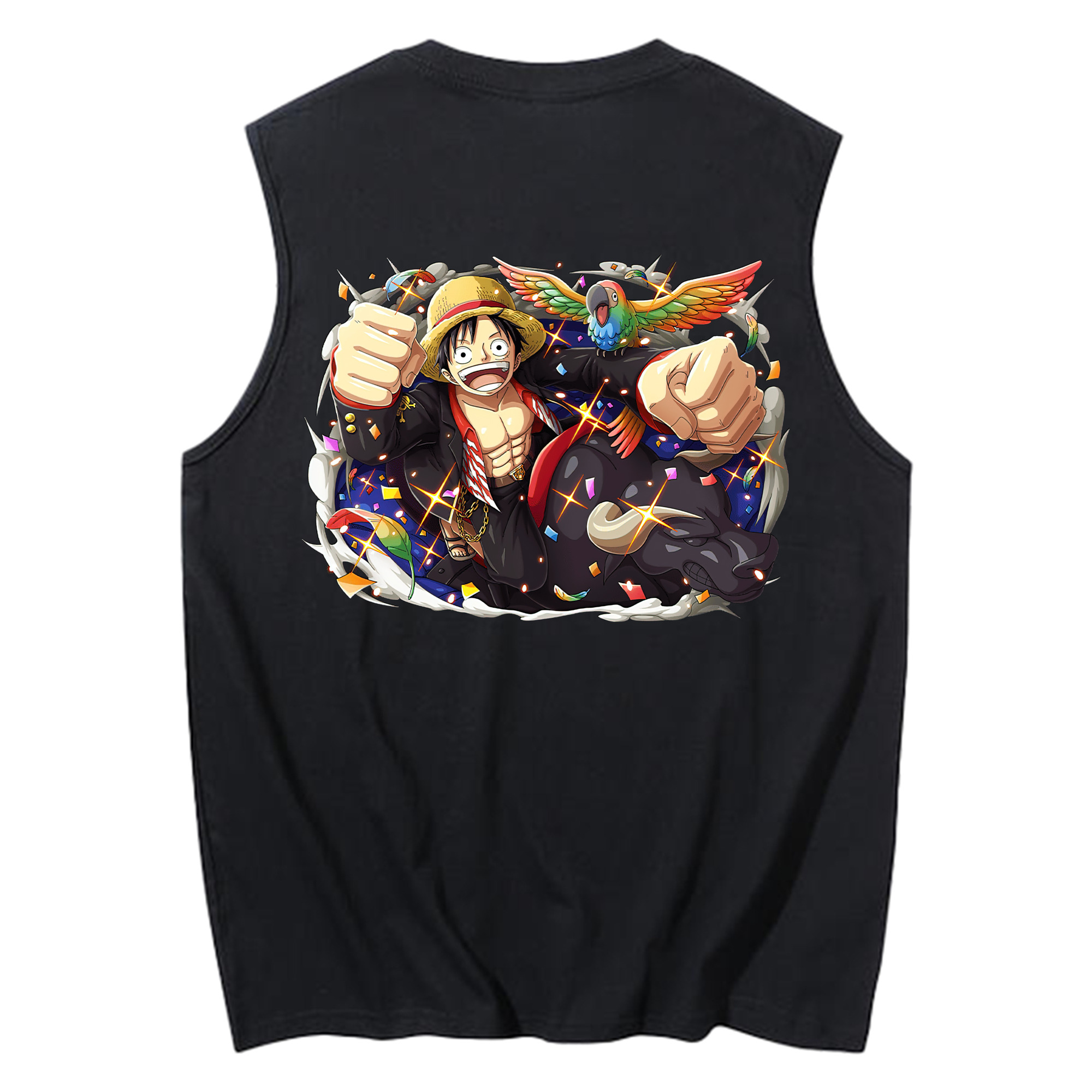 ワンピース モンキー・D・ルフィ ONE PIECE Monkey D. Luffy コットン100％タンクトップ（背面プリント）