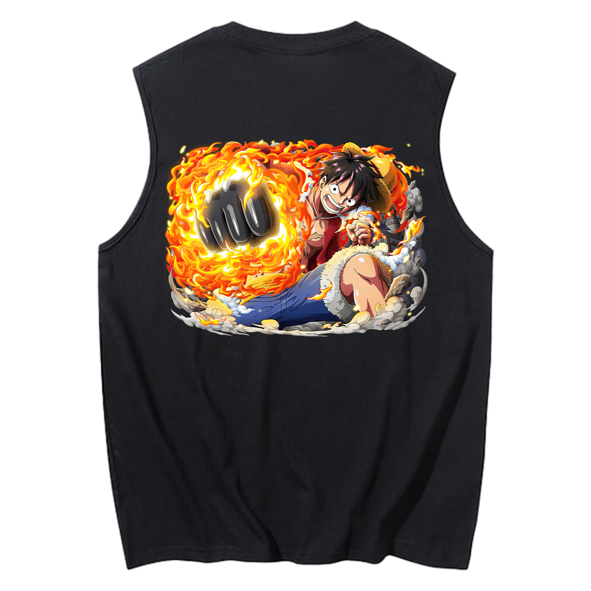 ワンピース モンキー・D・ルフィ ONE PIECE Monkey D. Luffy コットン100％タンクトップ（背面プリント）