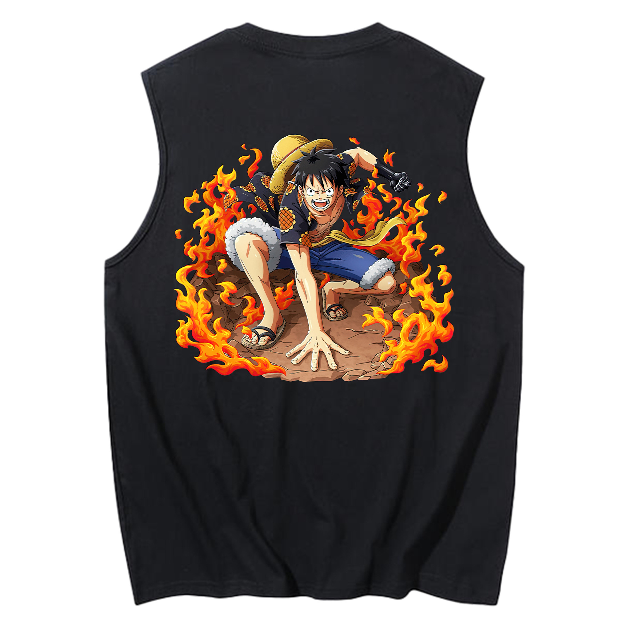 ワンピース モンキー・D・ルフィ ONE PIECE Monkey D. Luffy コットン100％タンクトップ（背面プリント）