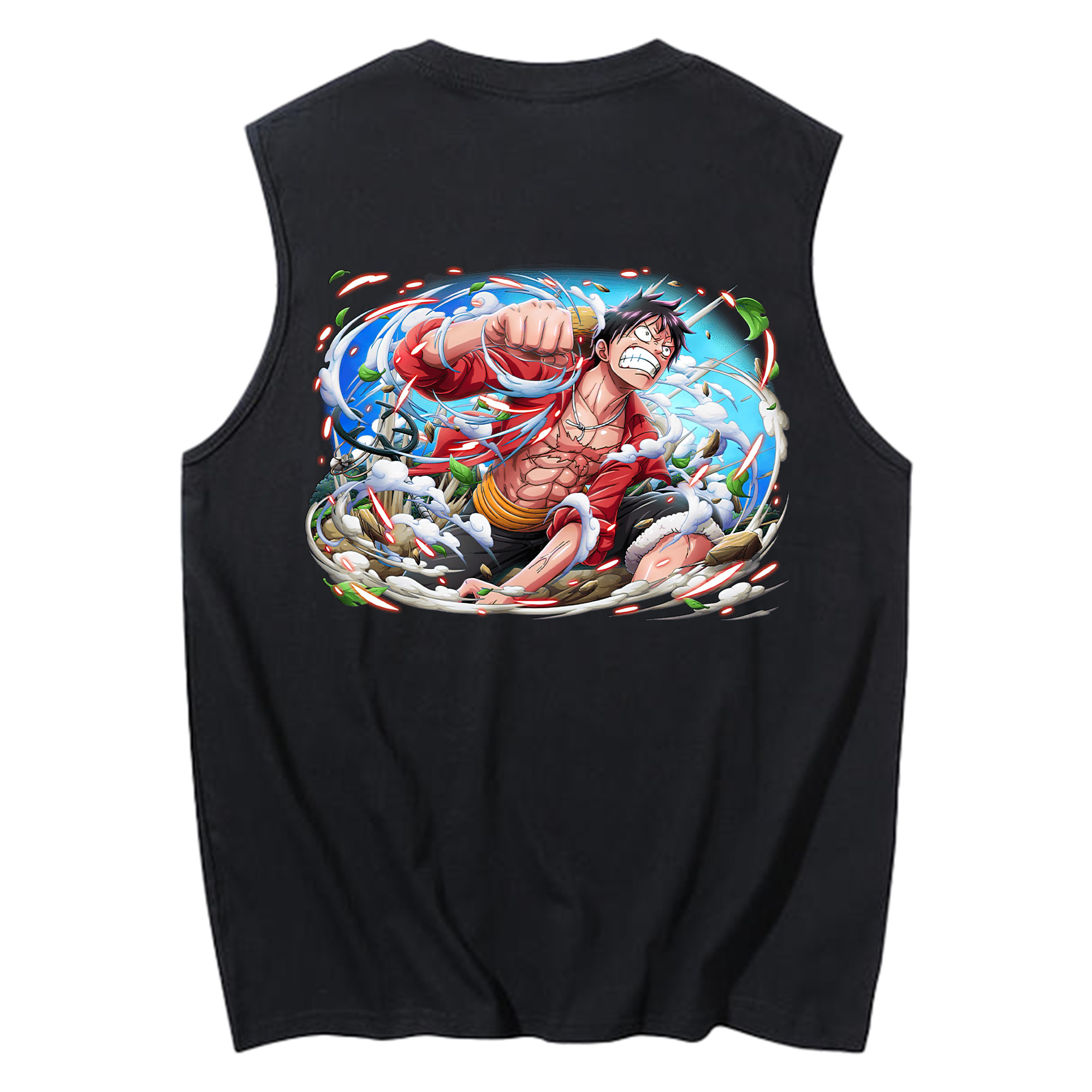 ワンピース モンキー・D・ルフィ ONE PIECE Monkey D. Luffy コットン100％タンクトップ（背面プリント）
