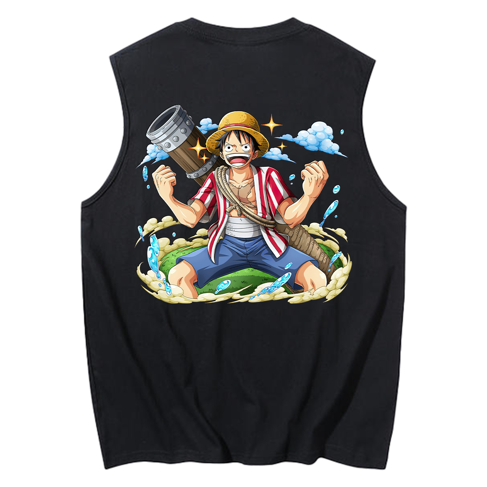 ワンピース モンキー・D・ルフィ ONE PIECE Monkey D. Luffy コットン100％タンクトップ（背面プリント）