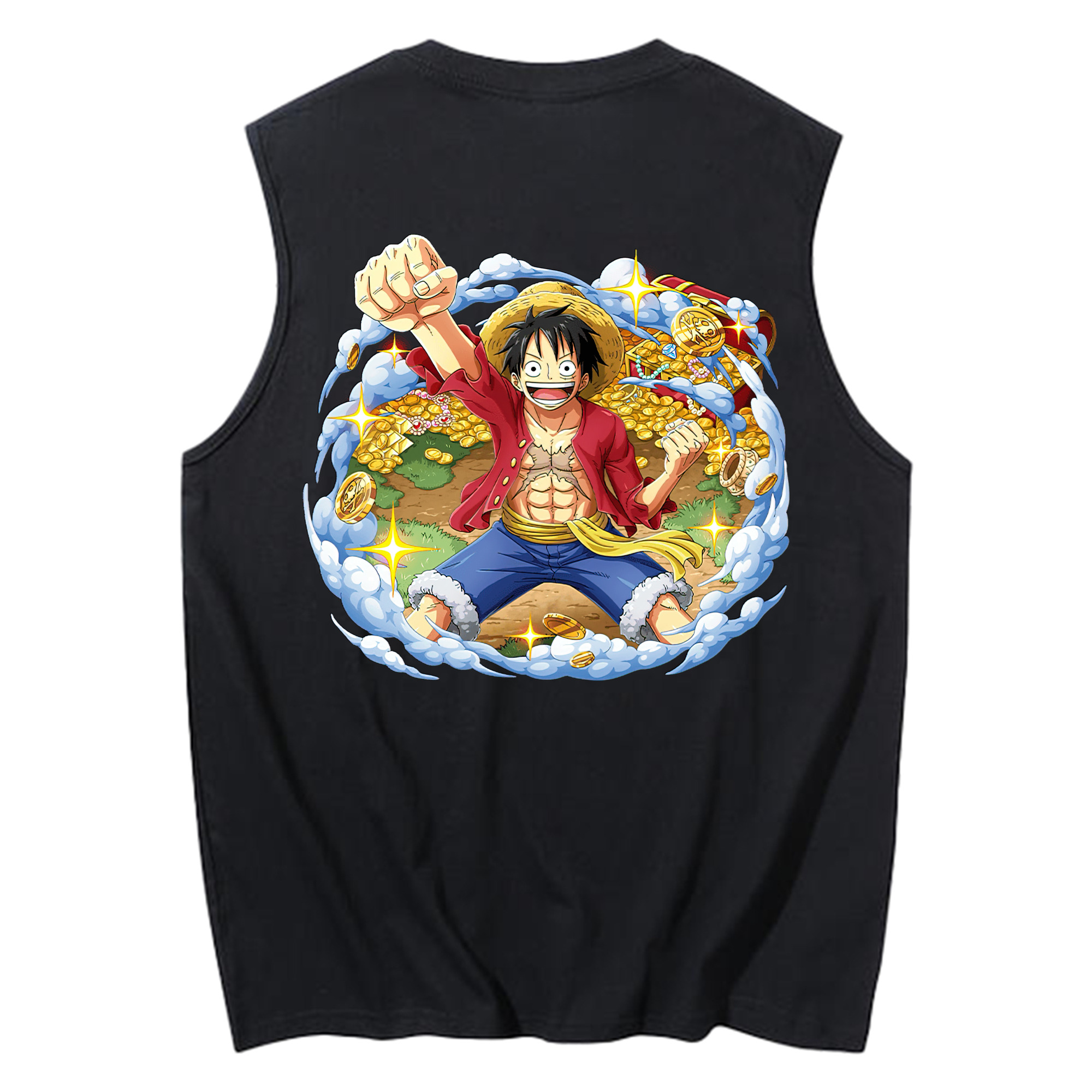ワンピース モンキー・D・ルフィ ONE PIECE Monkey D. Luffy コットン100％タンクトップ（背面プリント）