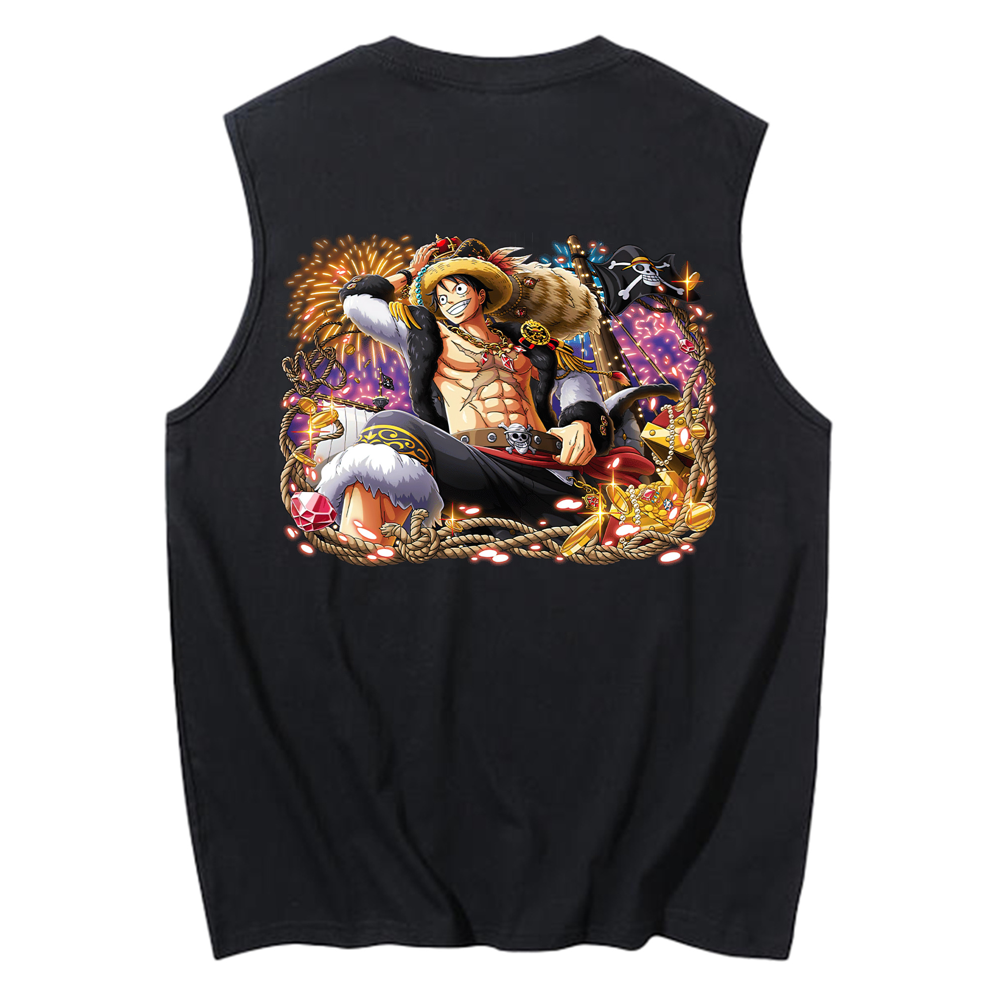 ワンピース モンキー・D・ルフィ ONE PIECE Monkey D. Luffy コットン100％タンクトップ（背面プリント）