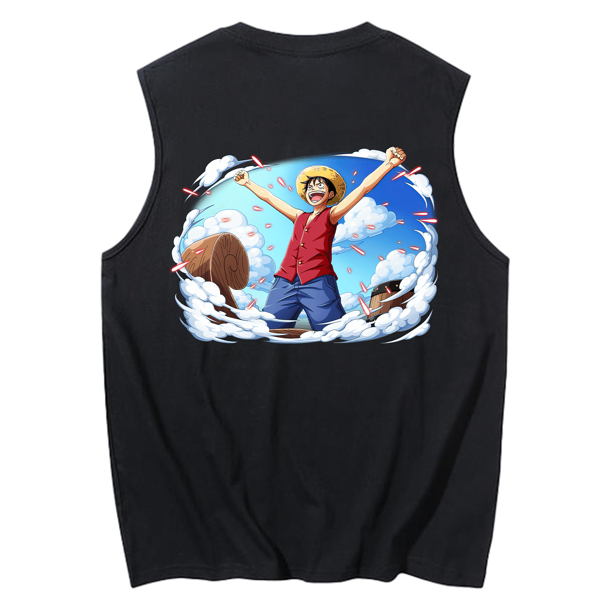 ワンピース モンキー・D・ルフィ ONE PIECE Monkey D. Luffy コットン100％タンクトップ（背面プリント）