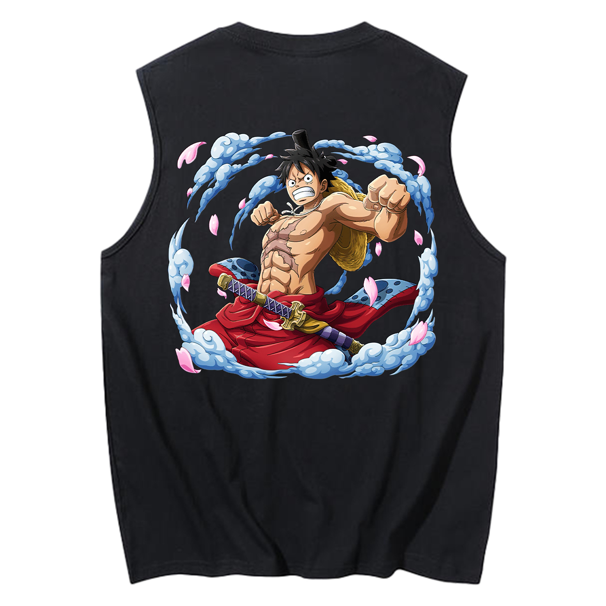 ワンピース モンキー・D・ルフィ ONE PIECE Monkey D. Luffy コットン100％タンクトップ（背面プリント）
