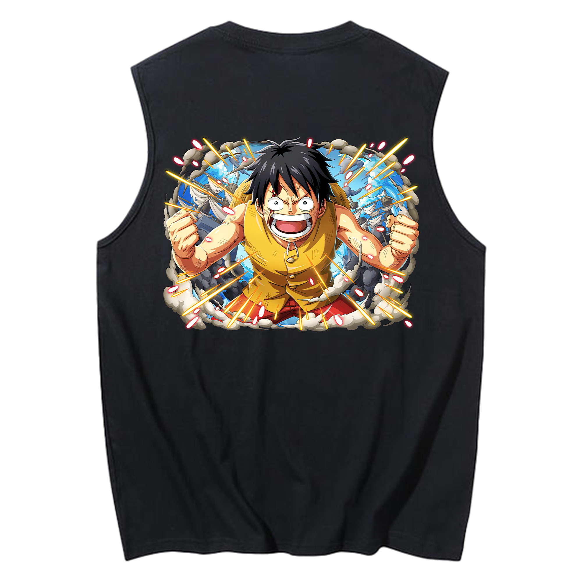 ワンピース モンキー・D・ルフィ ONE PIECE Monkey D. Luffy コットン100％タンクトップ（背面プリント）