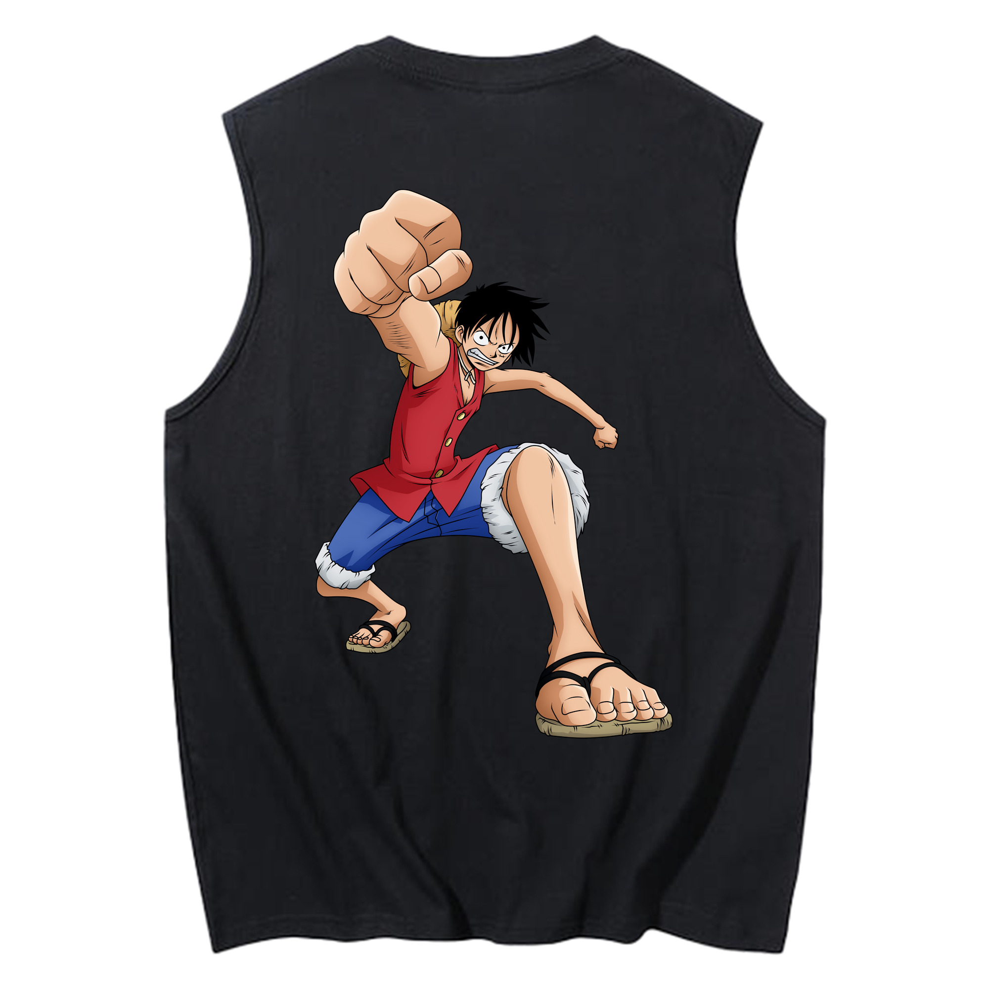 ワンピース モンキー・D・ルフィ ONE PIECE Monkey D. Luffy コットン100％タンクトップ（背面プリント）