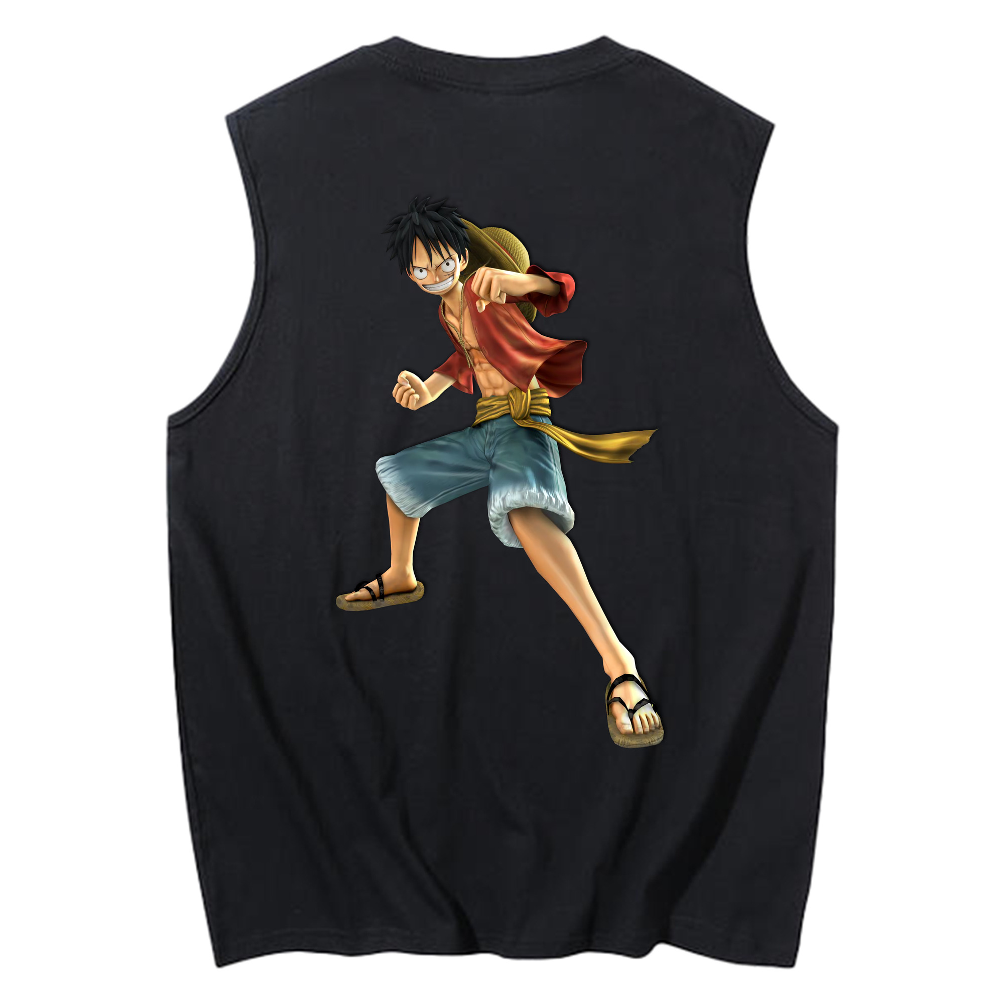 ワンピース モンキー・D・ルフィ ONE PIECE Monkey D. Luffy コットン100％タンクトップ（背面プリント）