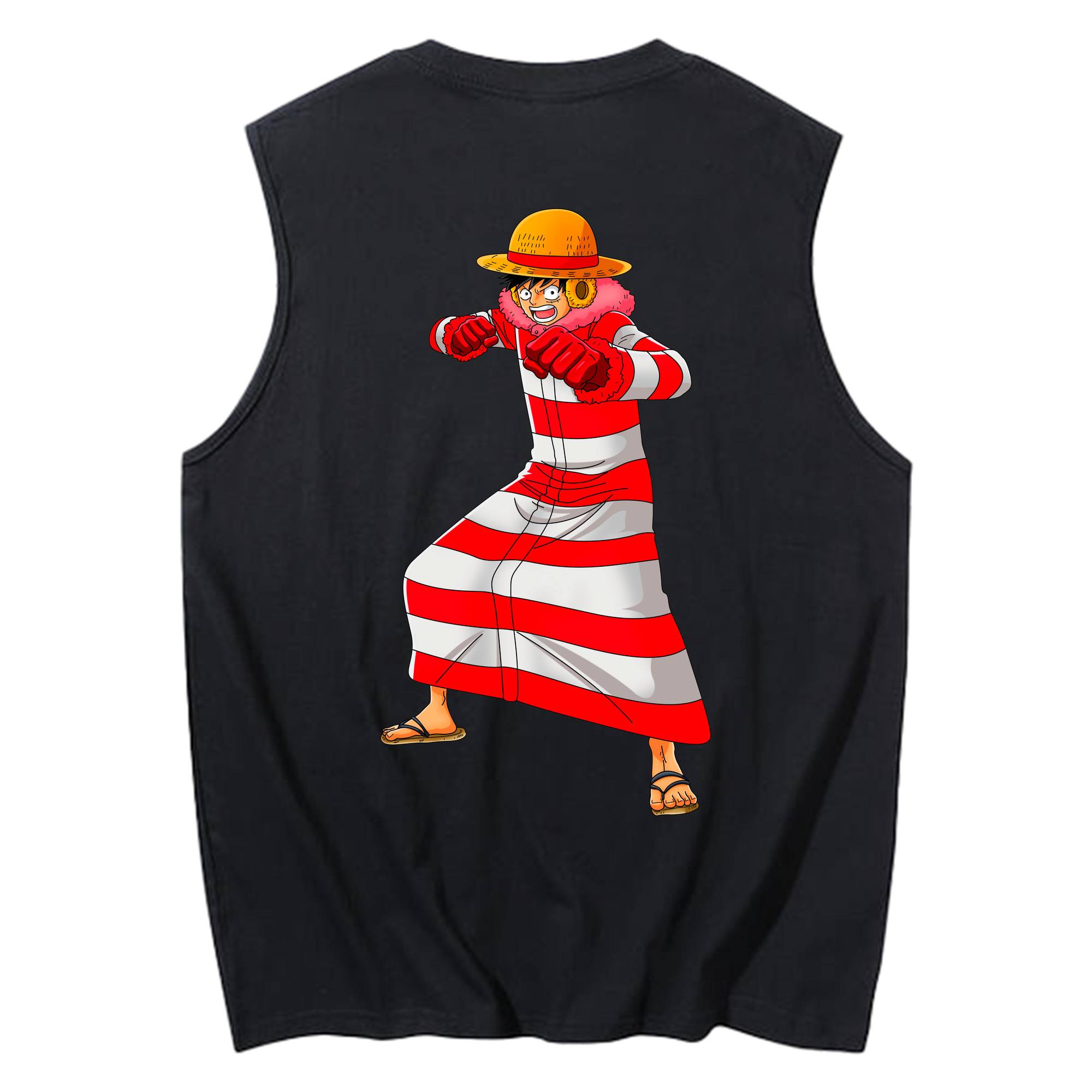 ワンピース モンキー・D・ルフィ ONE PIECE Monkey D. Luffy コットン100％タンクトップ（背面プリント）