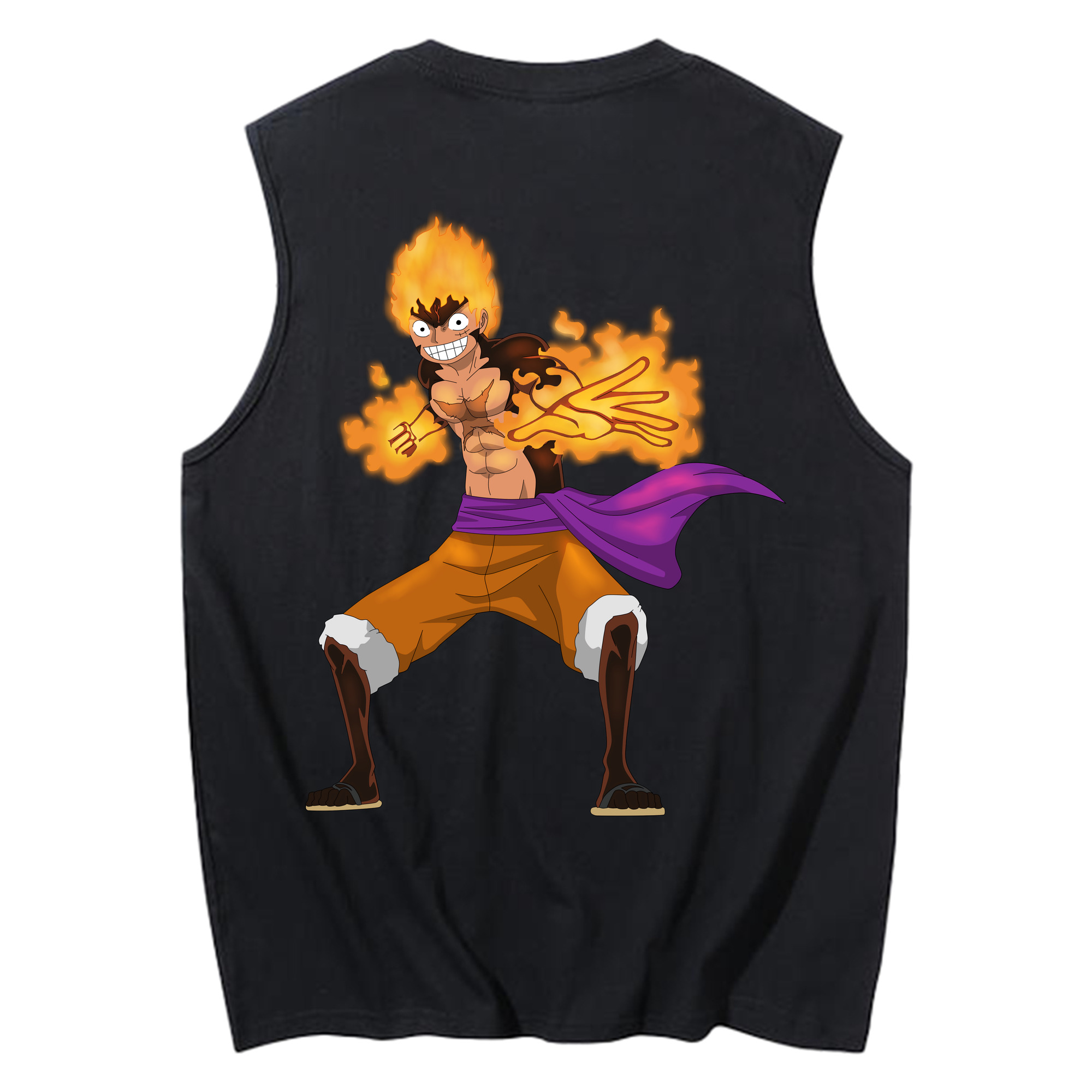 ワンピース モンキー・D・ルフィ ONE PIECE Monkey D. Luffy コットン100％タンクトップ（背面プリント）