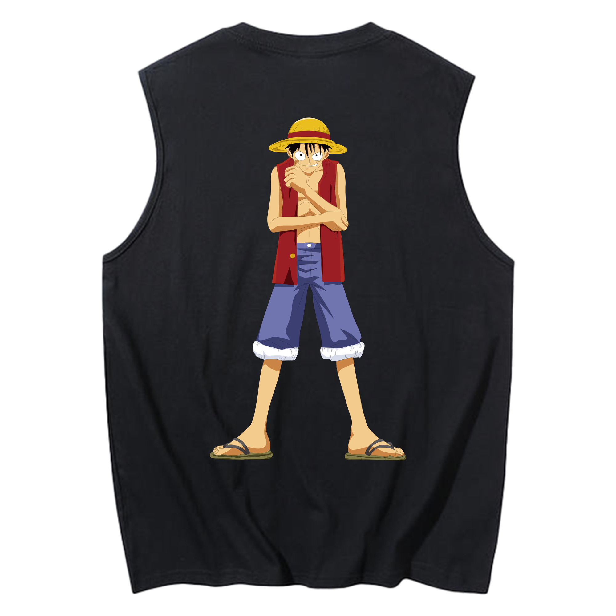 ワンピース モンキー・D・ルフィ ONE PIECE Monkey D. Luffy コットン100％タンクトップ（背面プリント）
