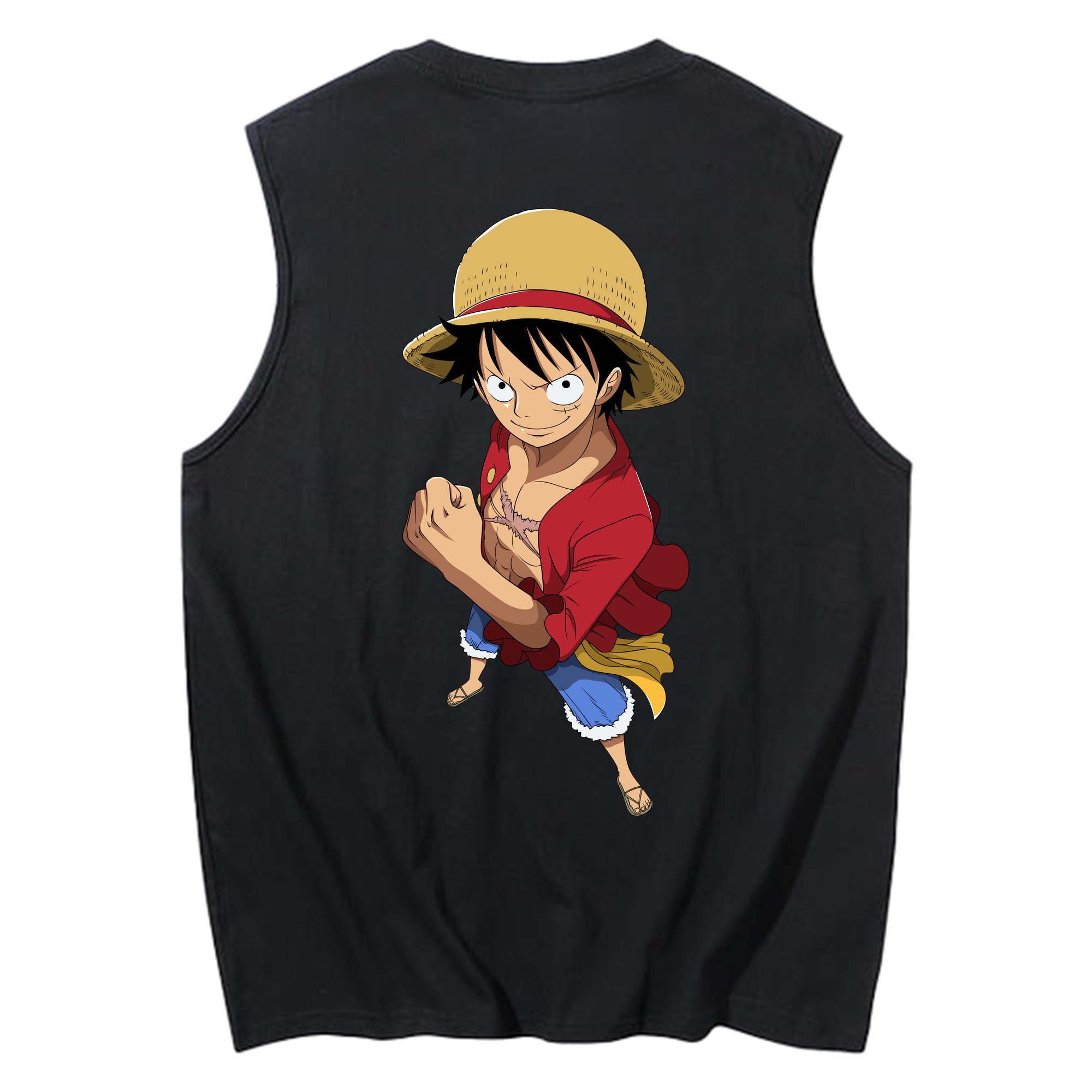 ワンピース モンキー・D・ルフィ ONE PIECE Monkey D. Luffy コットン100％タンクトップ（背面プリント）