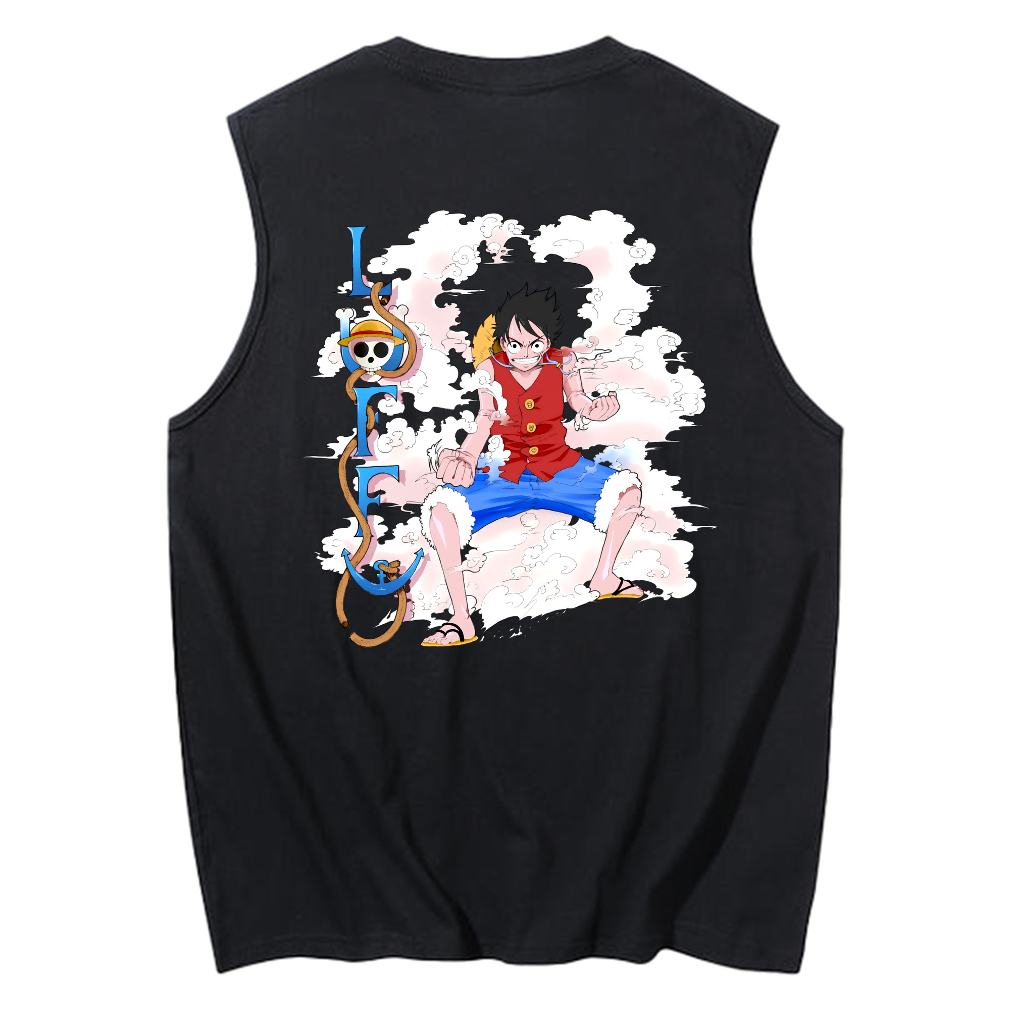ワンピース モンキー・D・ルフィ ONE PIECE Monkey D. Luffy コットン100％タンクトップ（背面プリント）