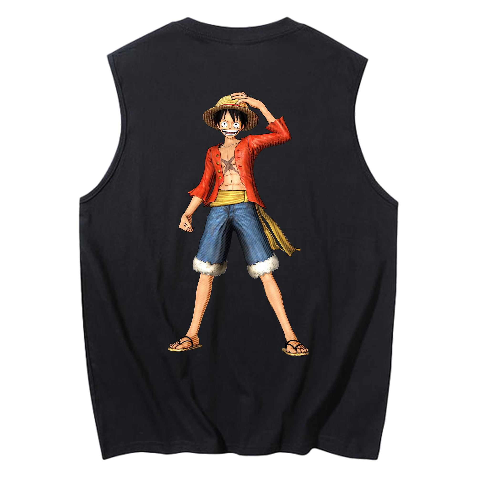 ワンピース モンキー・D・ルフィ ONE PIECE Monkey D. Luffy コットン100％タンクトップ（背面プリント）