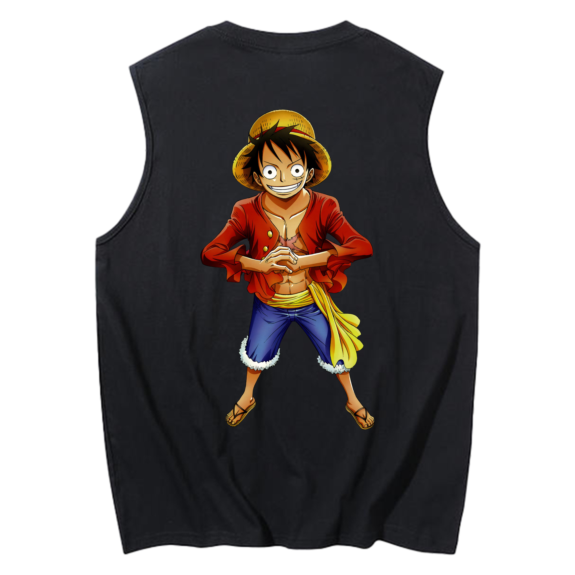 ワンピース モンキー・D・ルフィ ONE PIECE Monkey D. Luffy コットン100％タンクトップ（背面プリント）