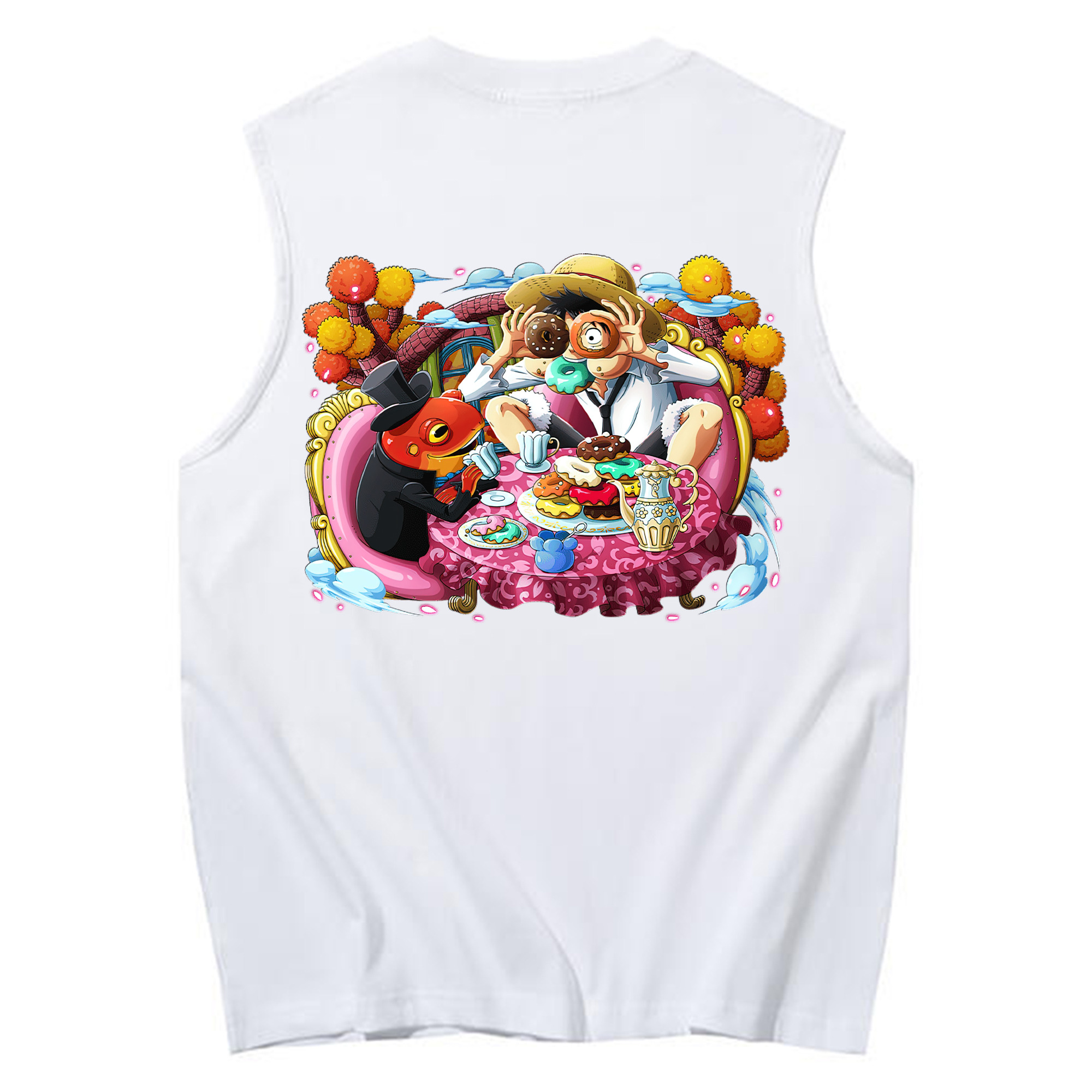 ワンピース モンキー・D・ルフィ ONE PIECE Monkey D. Luffy コットン100％タンクトップ（背面プリント）