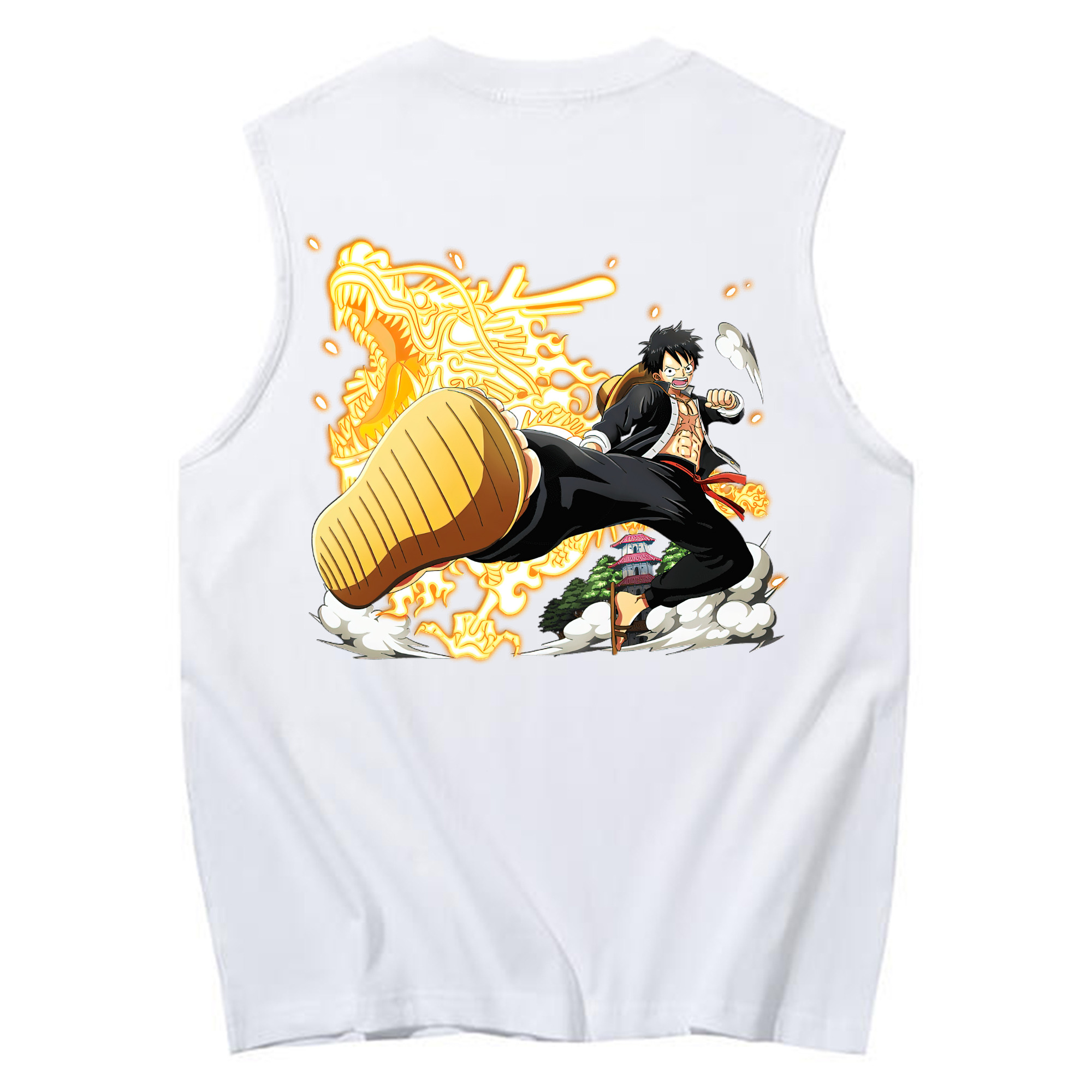 ワンピース モンキー・D・ルフィ ONE PIECE Monkey D. Luffy コットン100％タンクトップ（背面プリント）