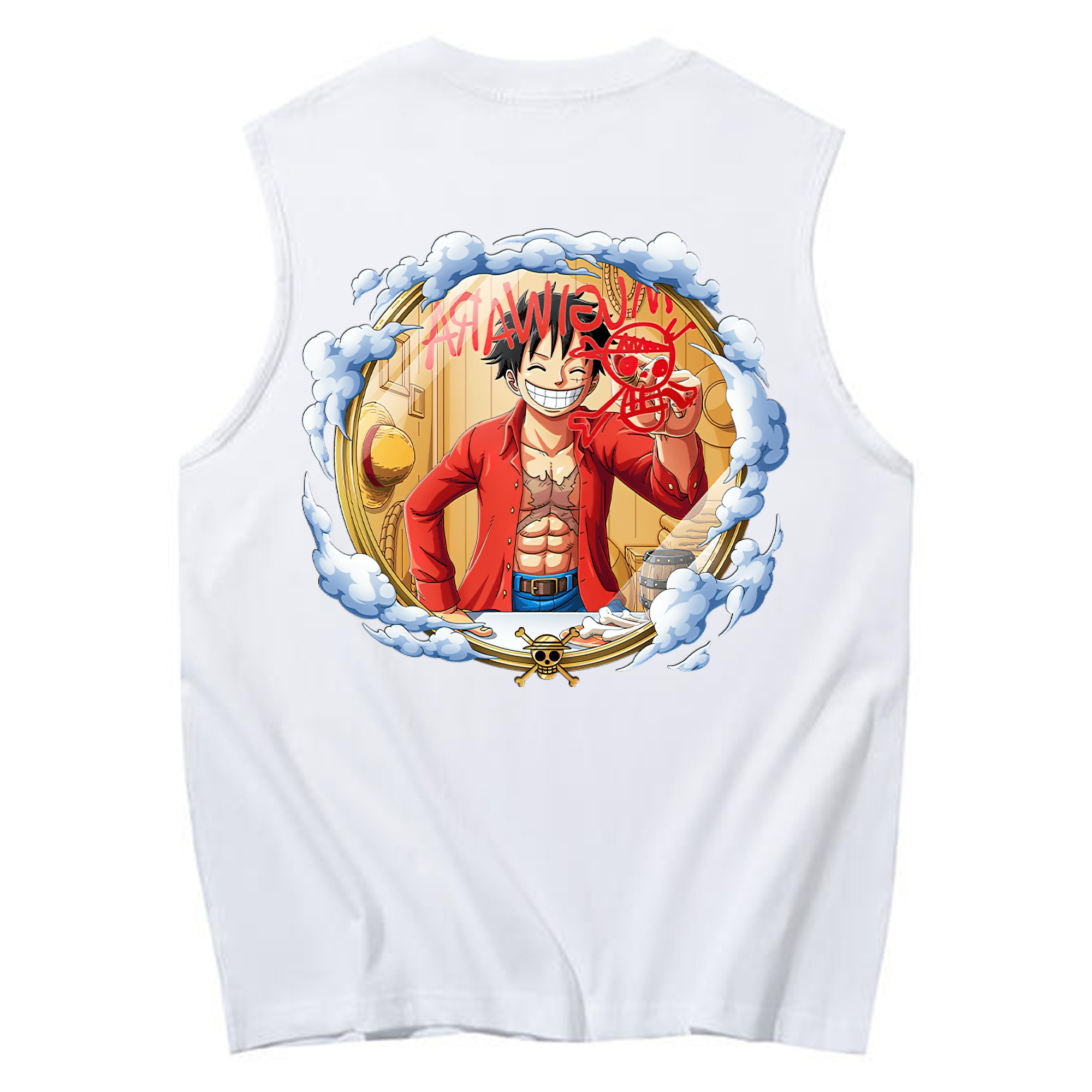 ワンピース モンキー・D・ルフィ ONE PIECE Monkey D. Luffy コットン100％タンクトップ（背面プリント）