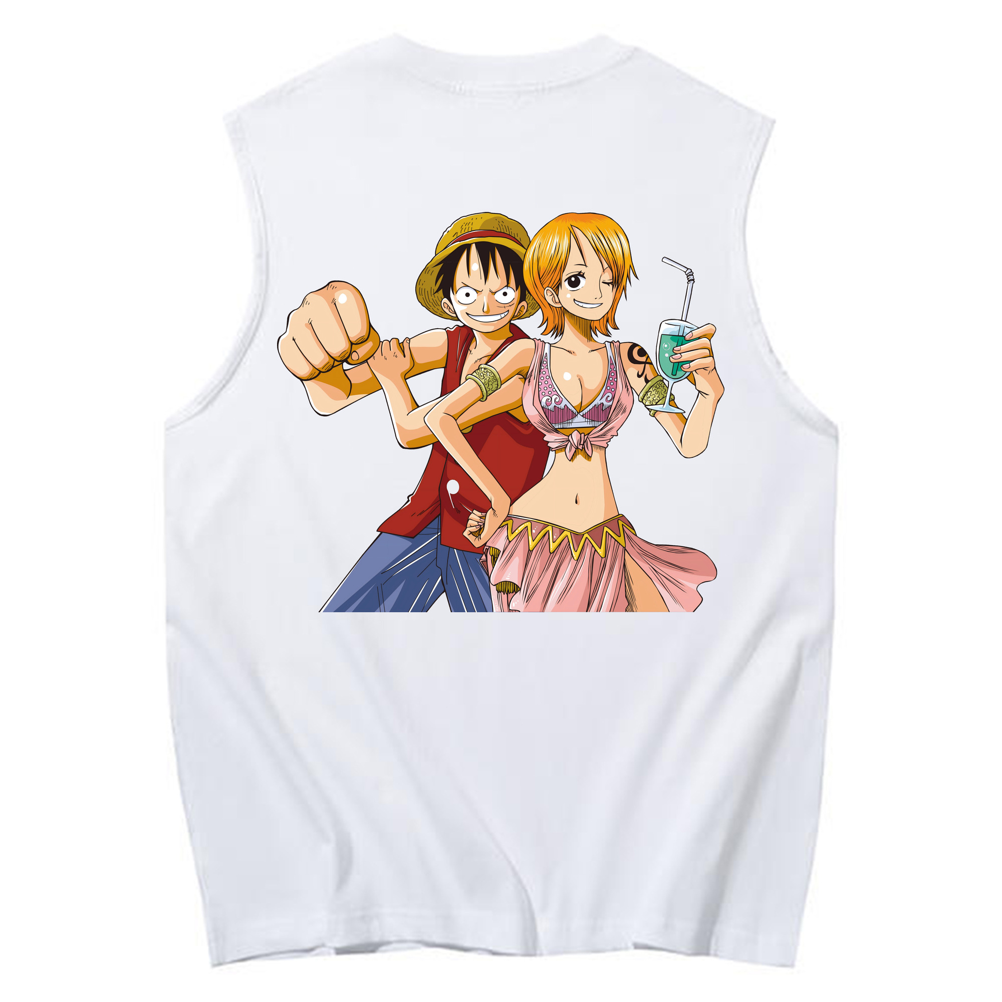 ワンピース モンキー・D・ルフィ ONE PIECE Monkey D. Luffy コットン100％タンクトップ（背面プリント）