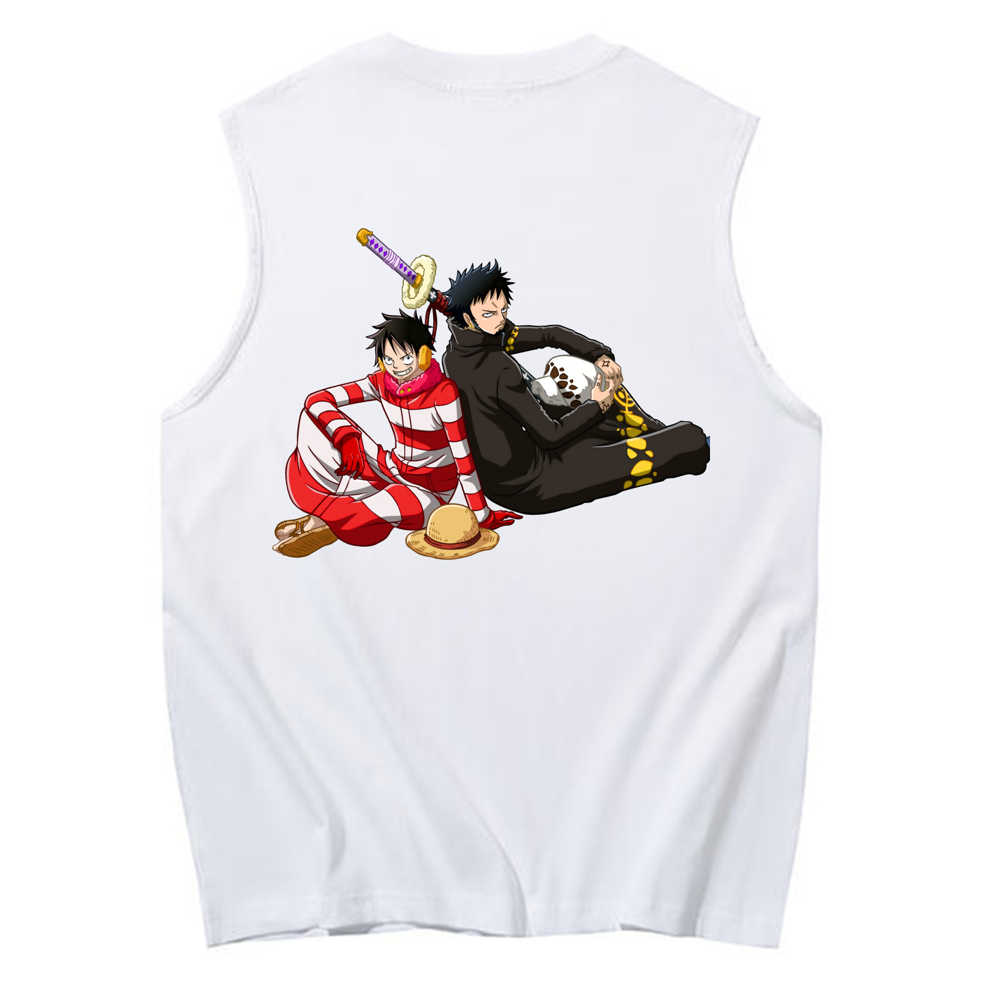 ワンピース モンキー・D・ルフィ ONE PIECE Monkey D. Luffy コットン100％タンクトップ（背面プリント）