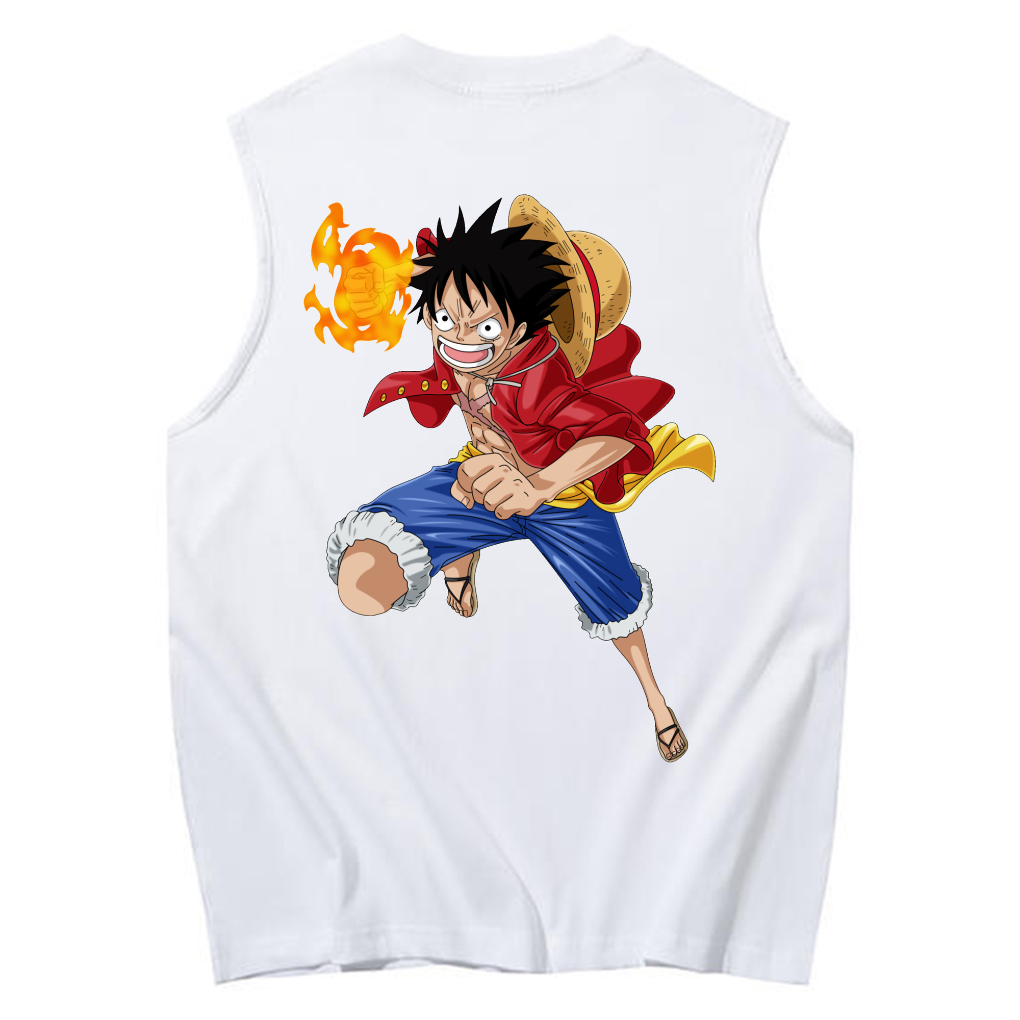 ワンピース モンキー・D・ルフィ ONE PIECE Monkey D. Luffy コットン100％タンクトップ（背面プリント）