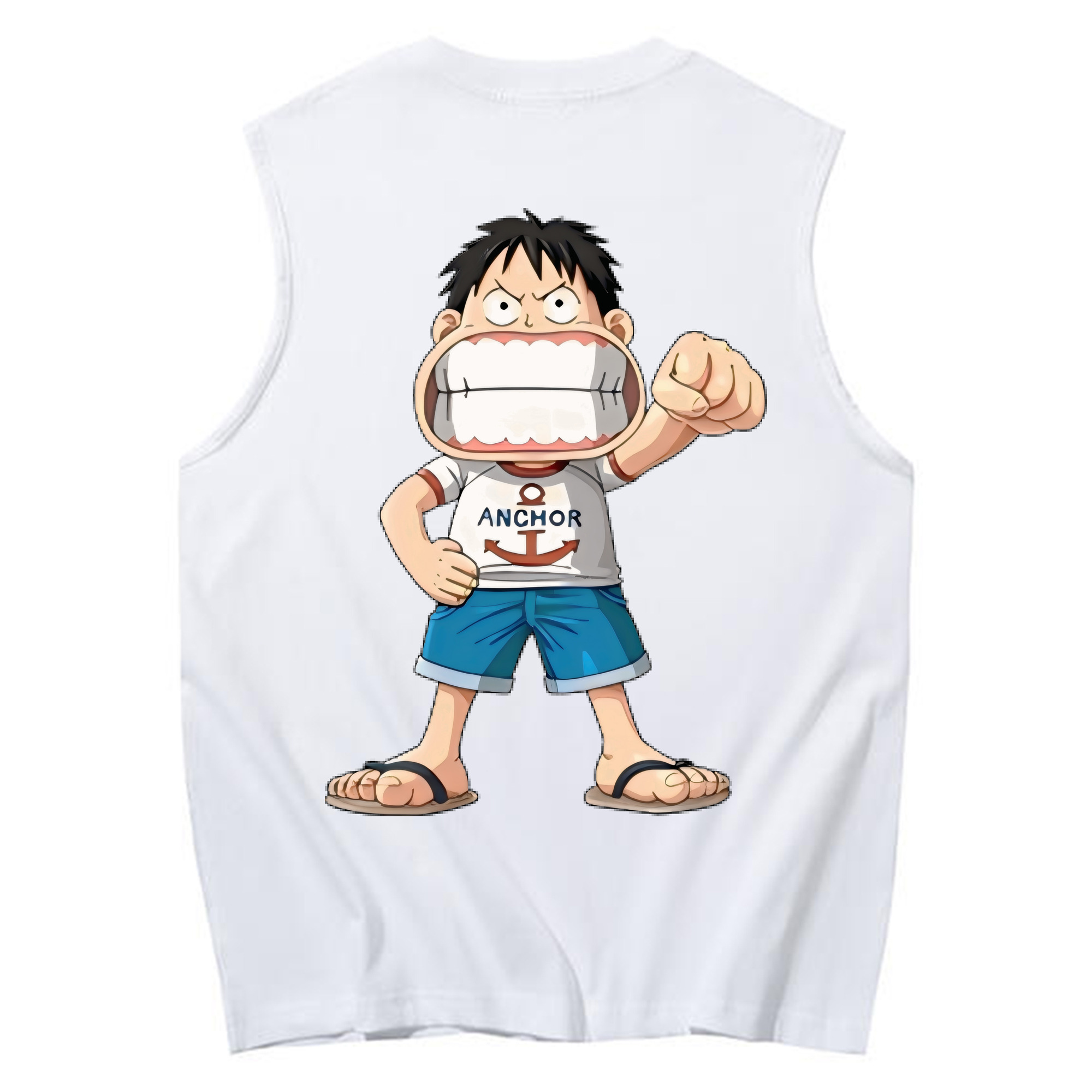 ワンピース モンキー・D・ルフィ ONE PIECE Monkey D. Luffy コットン100％タンクトップ（背面プリント）