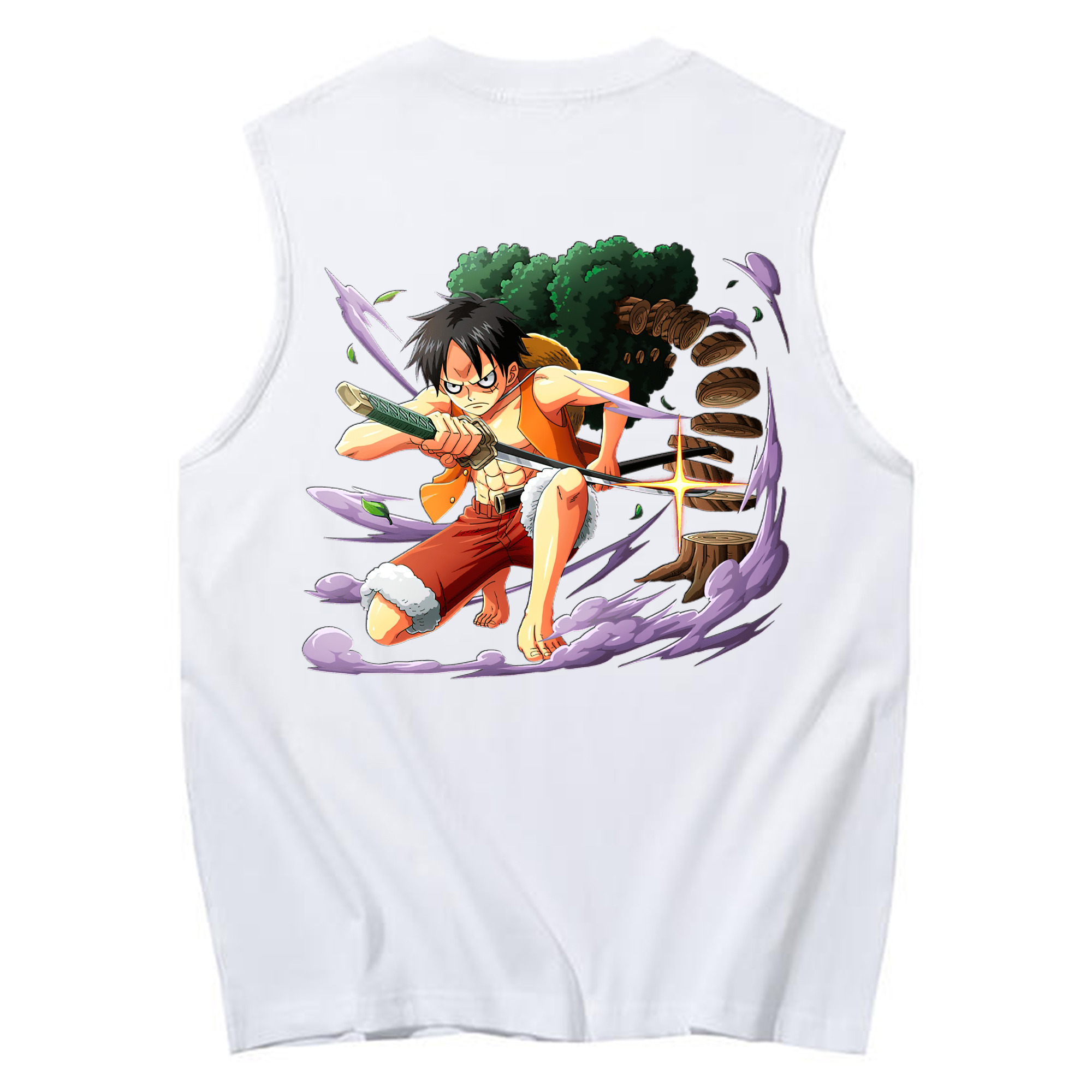 ワンピース モンキー・D・ルフィ ONE PIECE Monkey D. Luffy コットン100％タンクトップ（背面プリント）