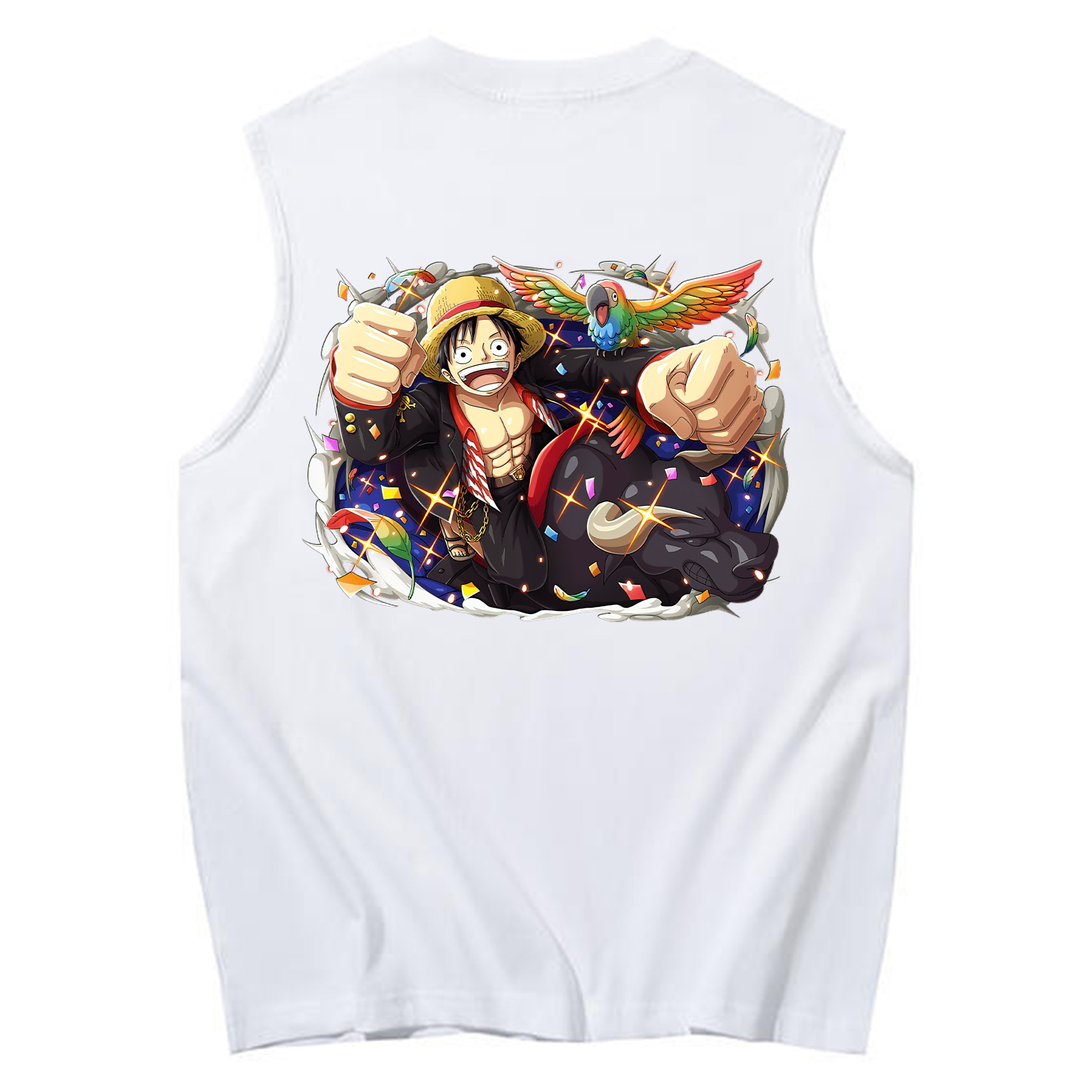 ワンピース モンキー・D・ルフィ ONE PIECE Monkey D. Luffy コットン100％タンクトップ（背面プリント）