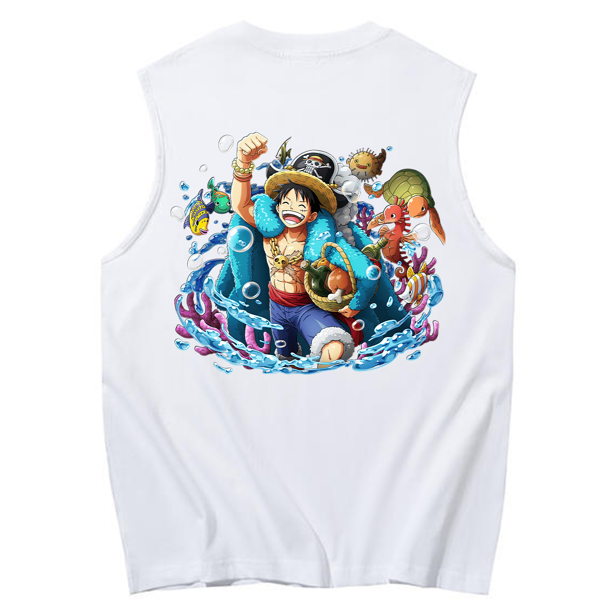 ワンピース モンキー・D・ルフィ ONE PIECE Monkey D. Luffy コットン100％タンクトップ（背面プリント）