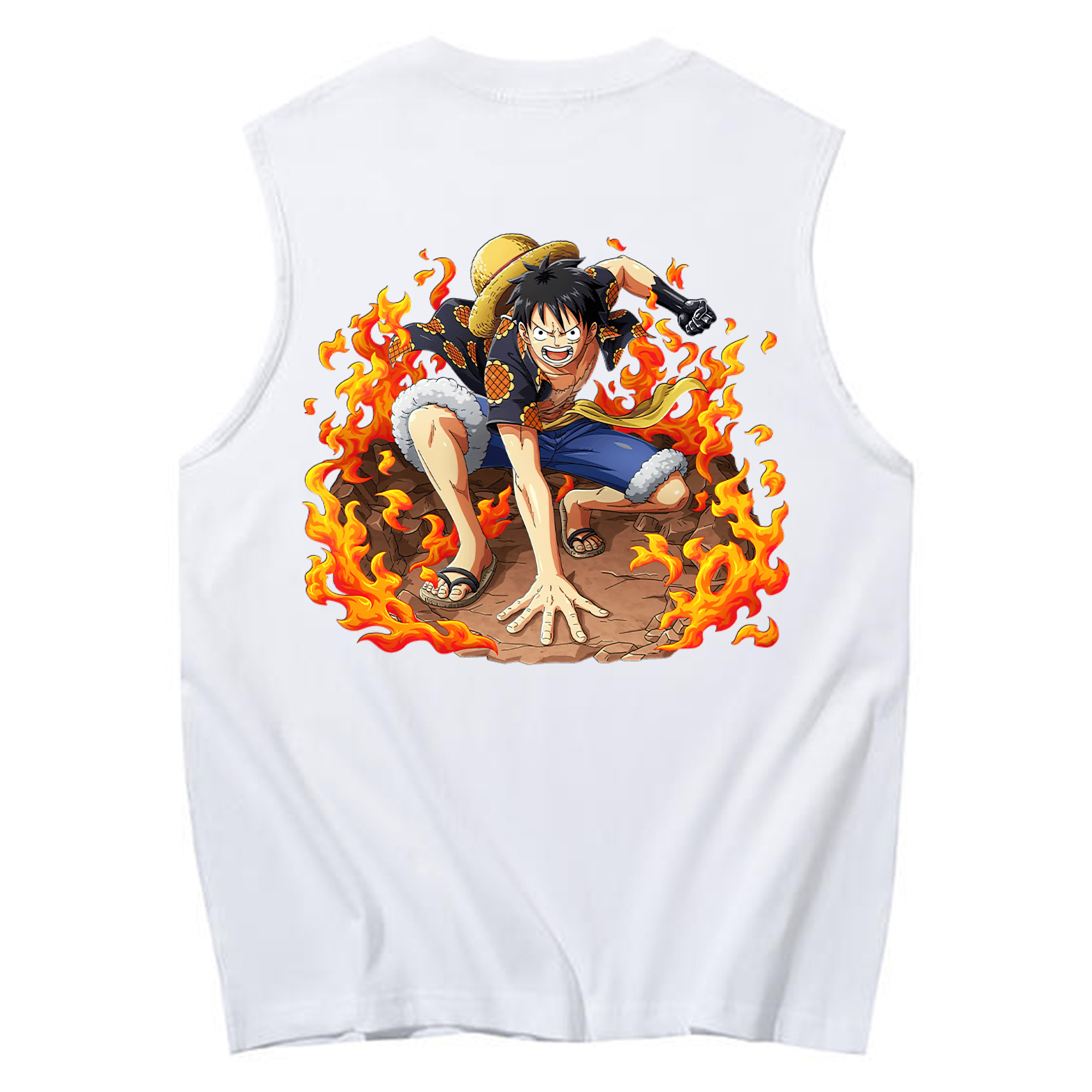 ワンピース モンキー・D・ルフィ ONE PIECE Monkey D. Luffy コットン100％タンクトップ（背面プリント）