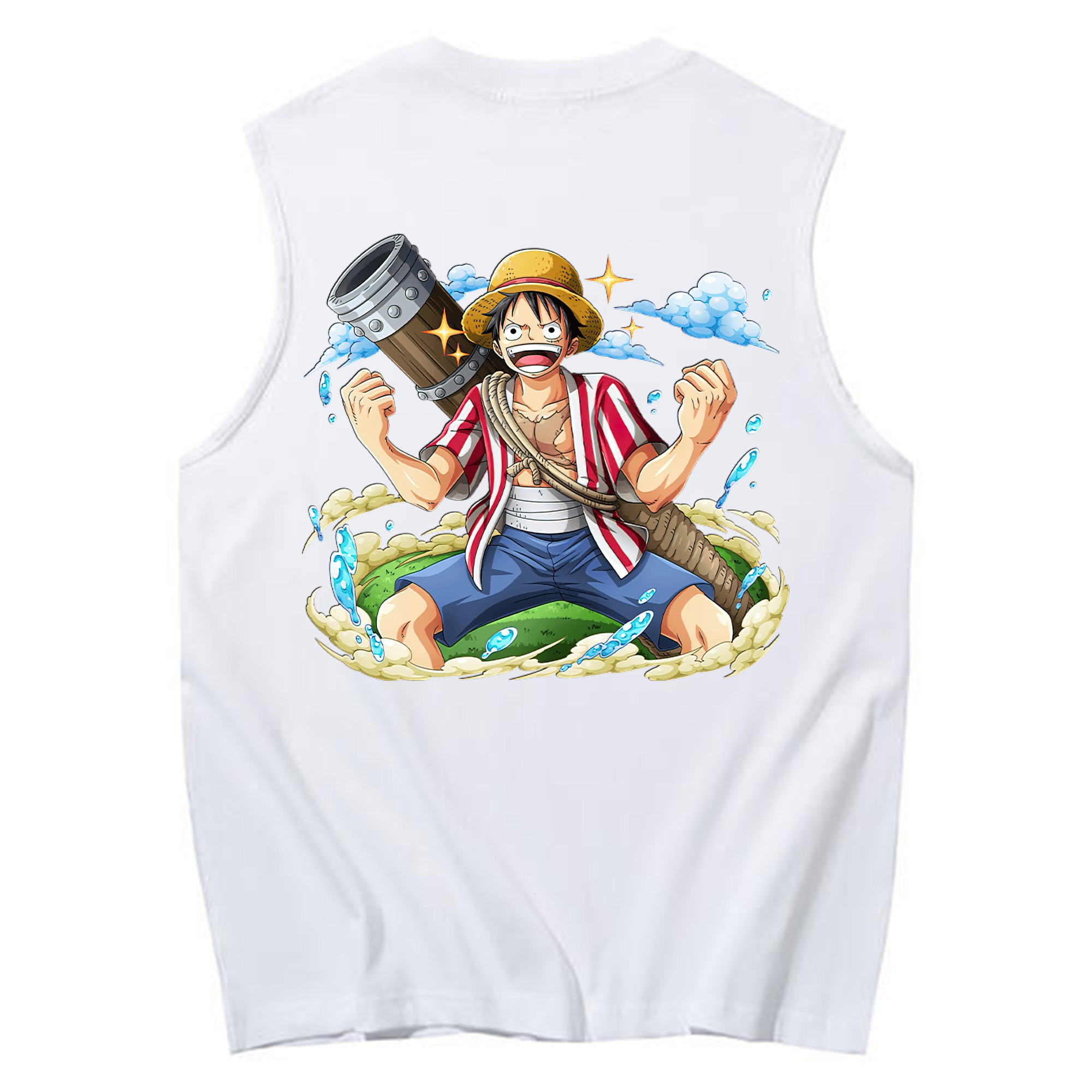 ワンピース モンキー・D・ルフィ ONE PIECE Monkey D. Luffy コットン100％タンクトップ（背面プリント）