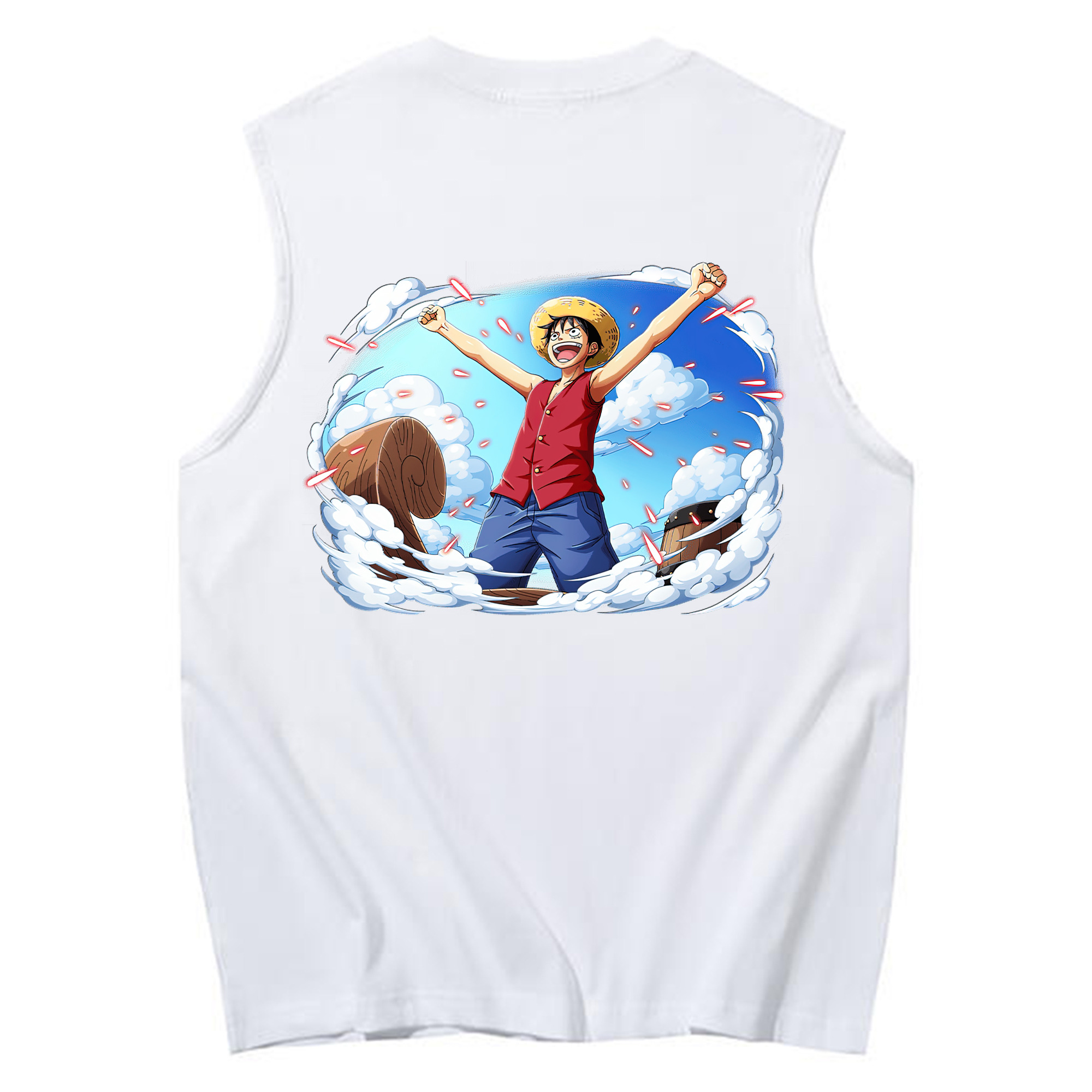 ワンピース モンキー・D・ルフィ ONE PIECE Monkey D. Luffy コットン100％タンクトップ（背面プリント）