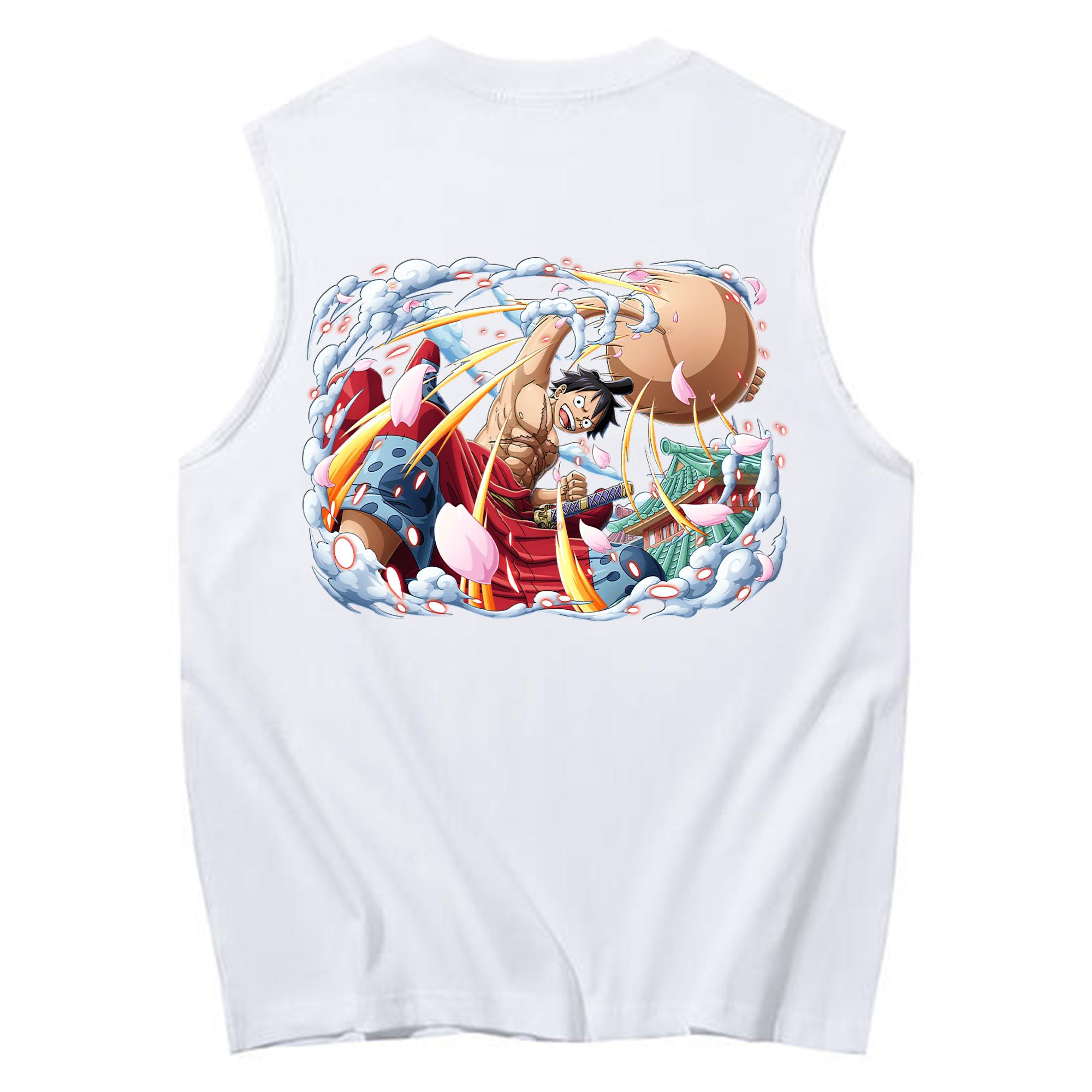 ワンピース モンキー・D・ルフィ ONE PIECE Monkey D. Luffy コットン100％タンクトップ（背面プリント）