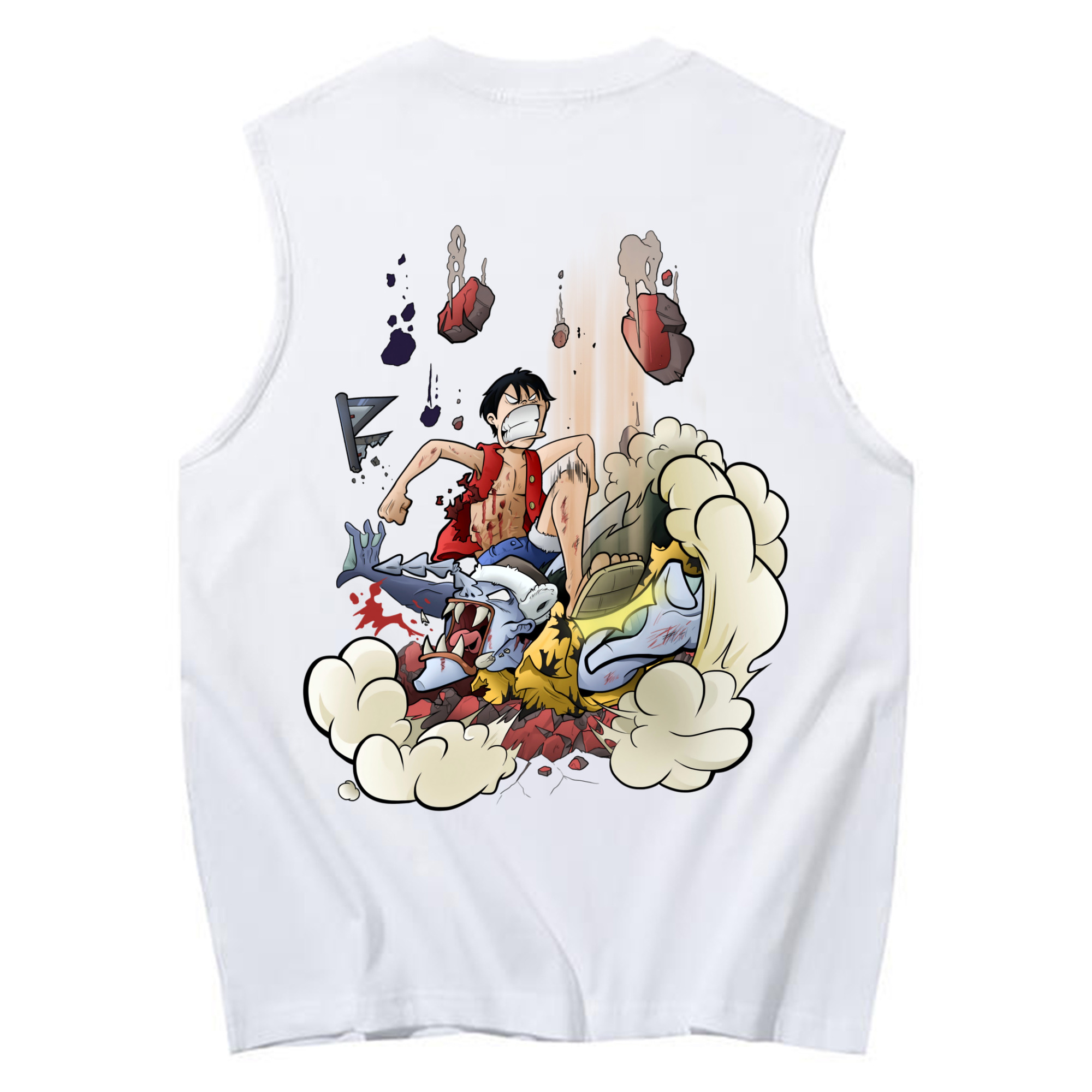 ワンピース モンキー・D・ルフィ ONE PIECE Monkey D. Luffy コットン100％タンクトップ（背面プリント）