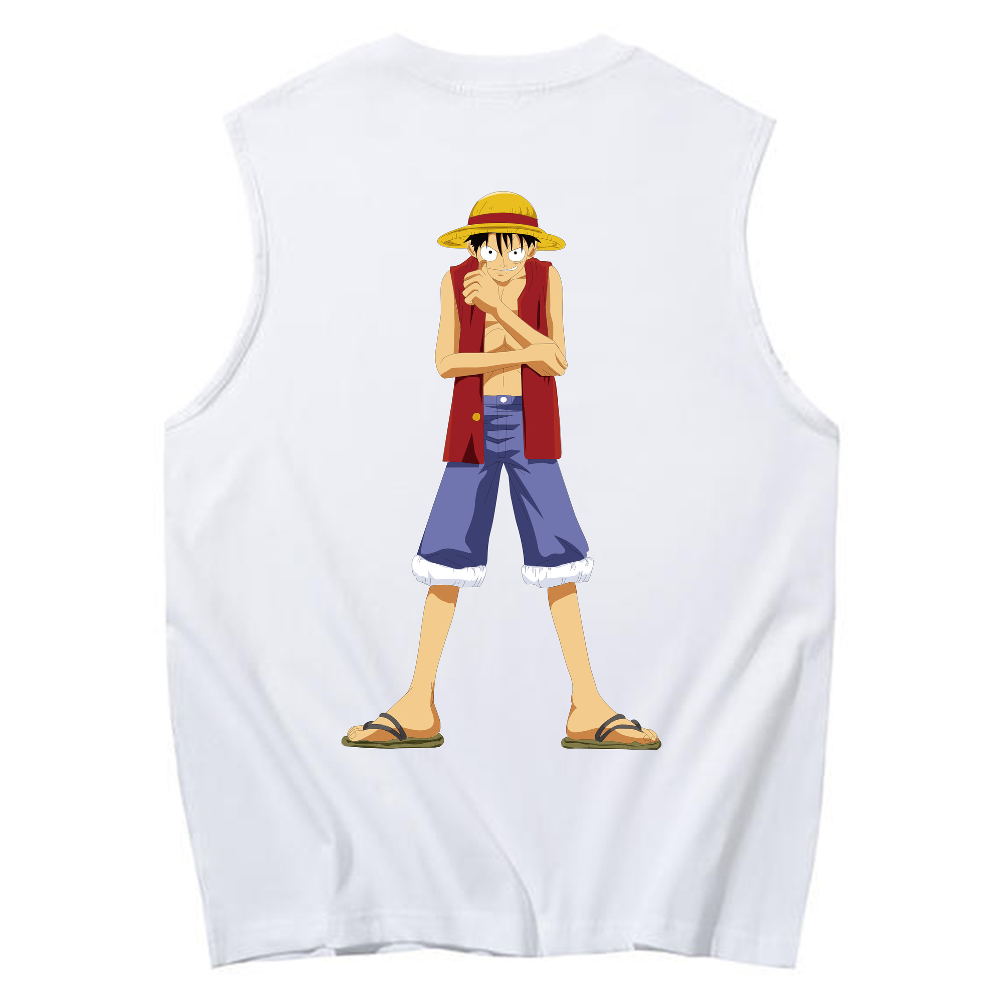 ワンピース モンキー・D・ルフィ ONE PIECE Monkey D. Luffy コットン100％タンクトップ（背面プリント）