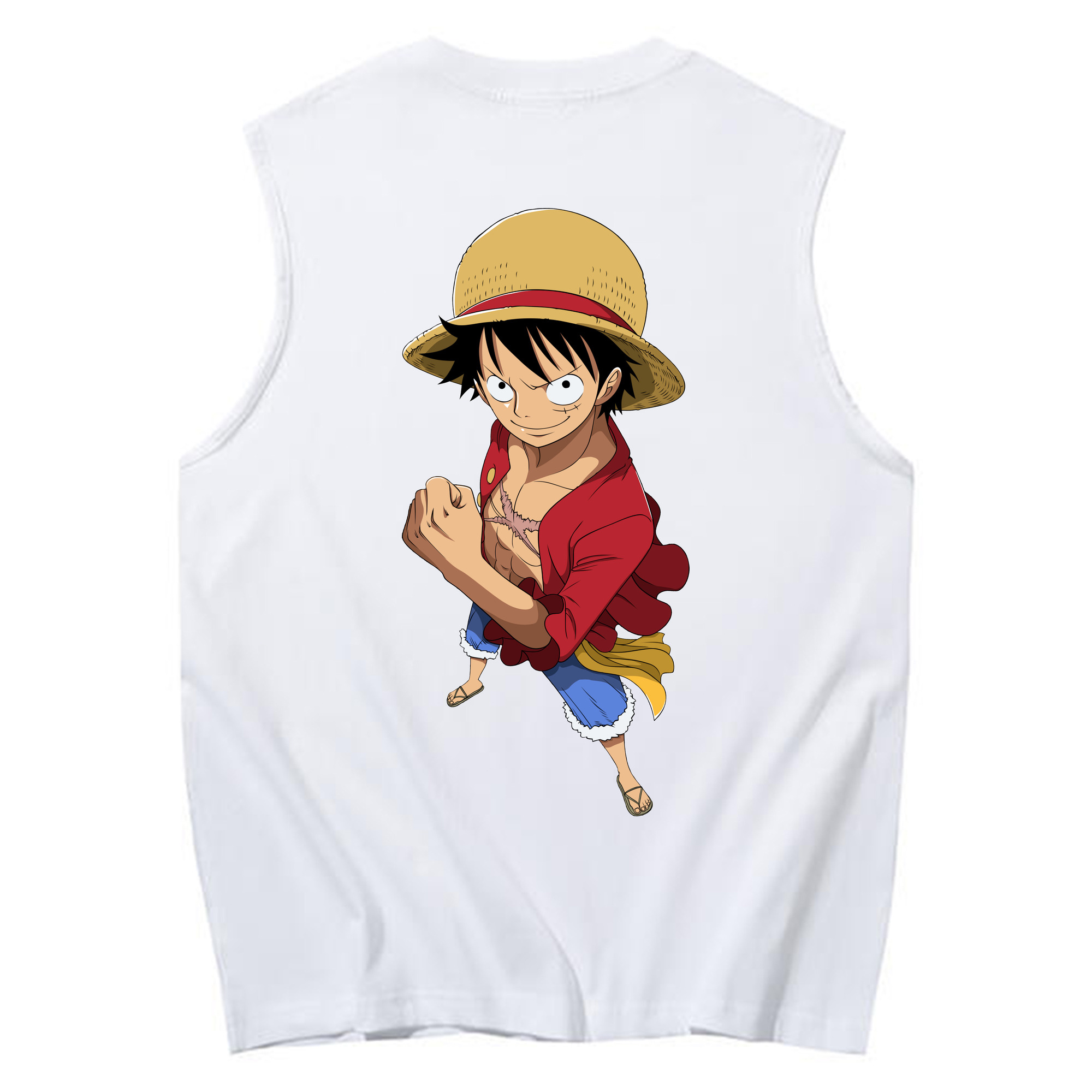 ワンピース モンキー・D・ルフィ ONE PIECE Monkey D. Luffy コットン100％タンクトップ（背面プリント）