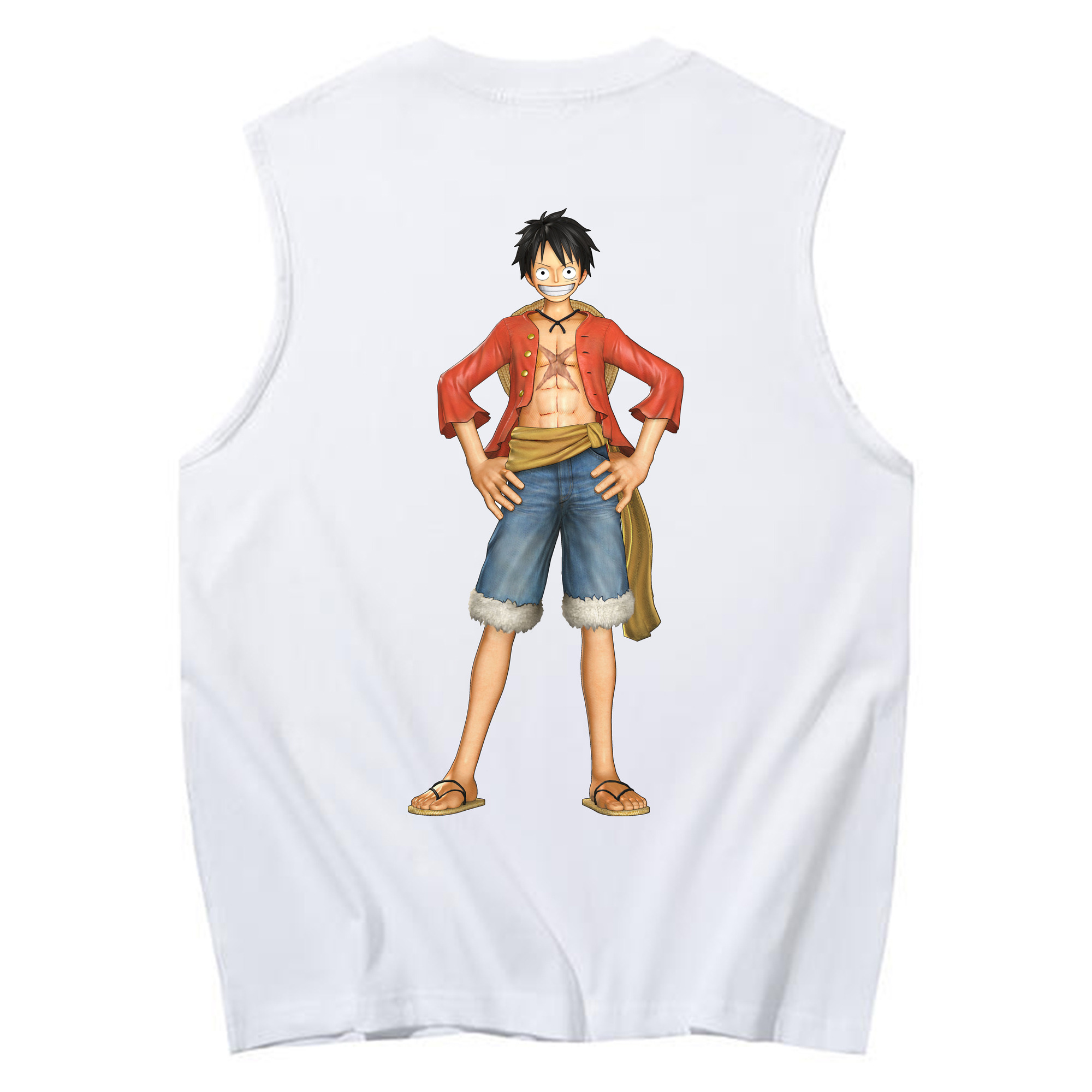 ワンピース モンキー・D・ルフィ ONE PIECE Monkey D. Luffy コットン100％タンクトップ（背面プリント）