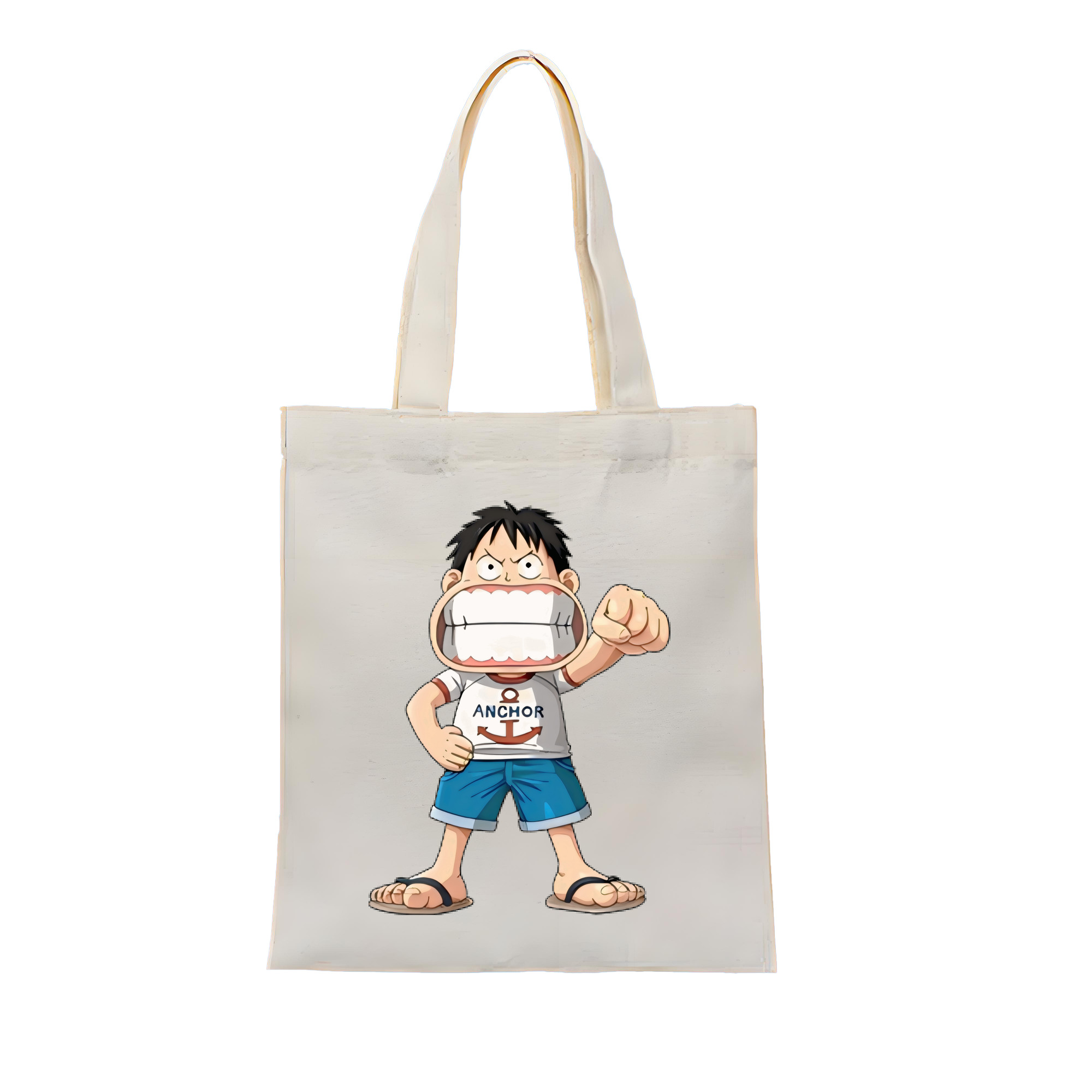 （画像用） ワンピース モンキー・D・ルフィ ONE PIECE Monkey D. Luffy 縦型キャンバス生地手提げバッグ　トートバッグ