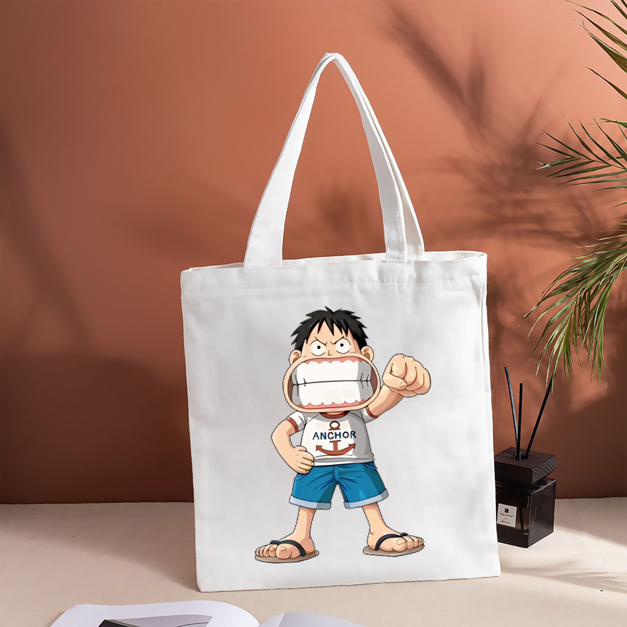 ワンピース モンキー・D・ルフィ ONE PIECE Monkey D. Luffy 縦型キャンバス生地手提げバッグ　トートバッグ