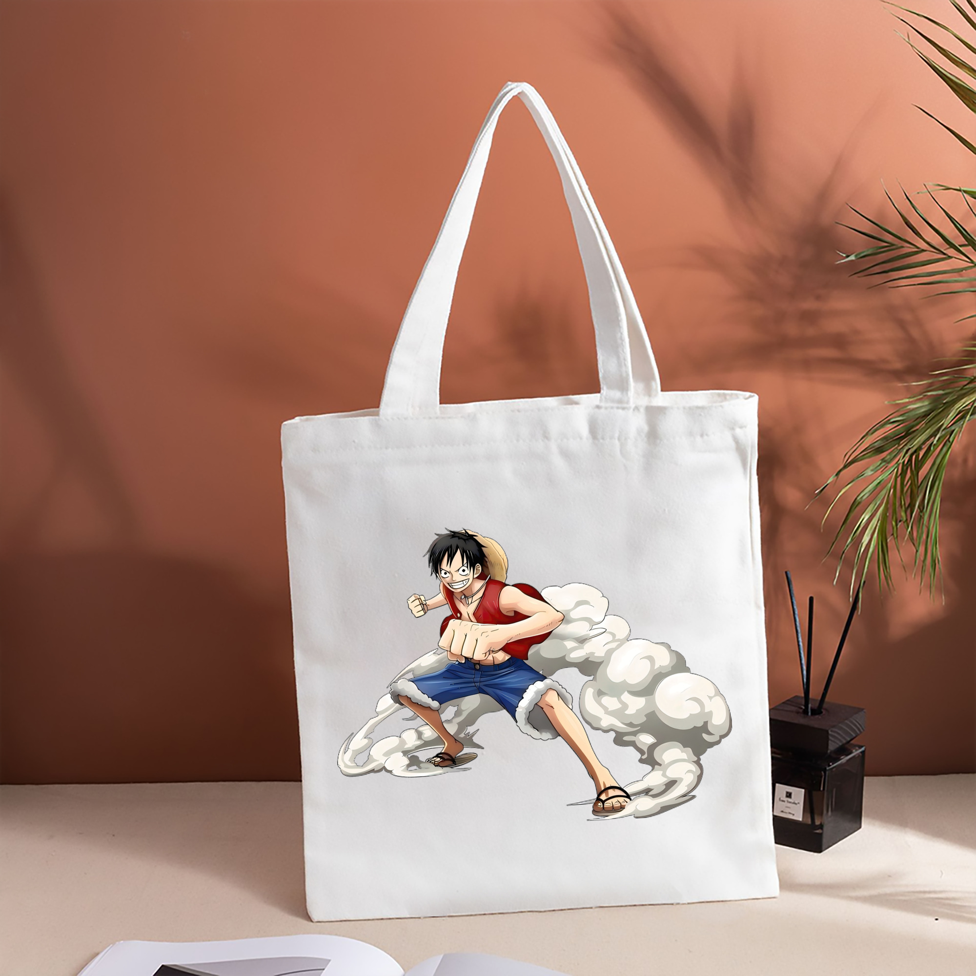ワンピース モンキー・D・ルフィ ONE PIECE Monkey D. Luffy 縦型キャンバス生地手提げバッグ　トートバッグ