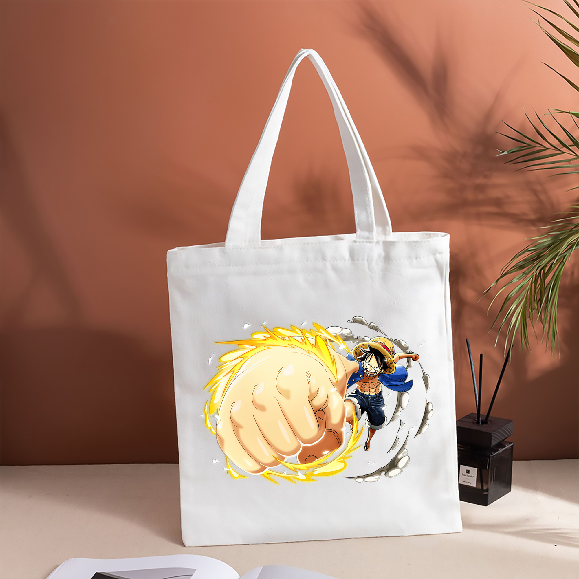 ワンピース モンキー・D・ルフィ ONE PIECE Monkey D. Luffy 縦型キャンバス生地手提げバッグ　トートバッグ