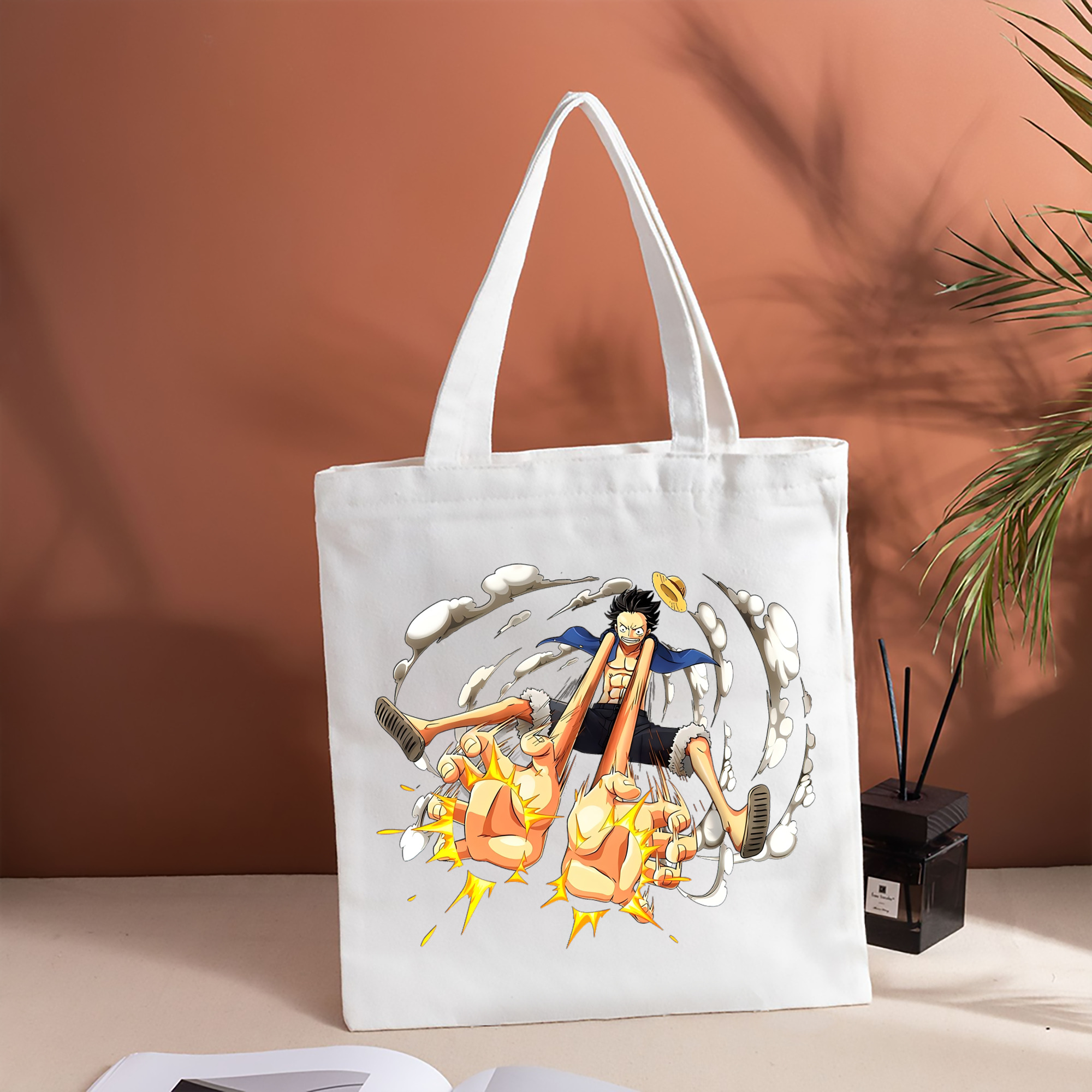 ワンピース モンキー・D・ルフィ ONE PIECE Monkey D. Luffy 縦型キャンバス生地手提げバッグ　トートバッグ